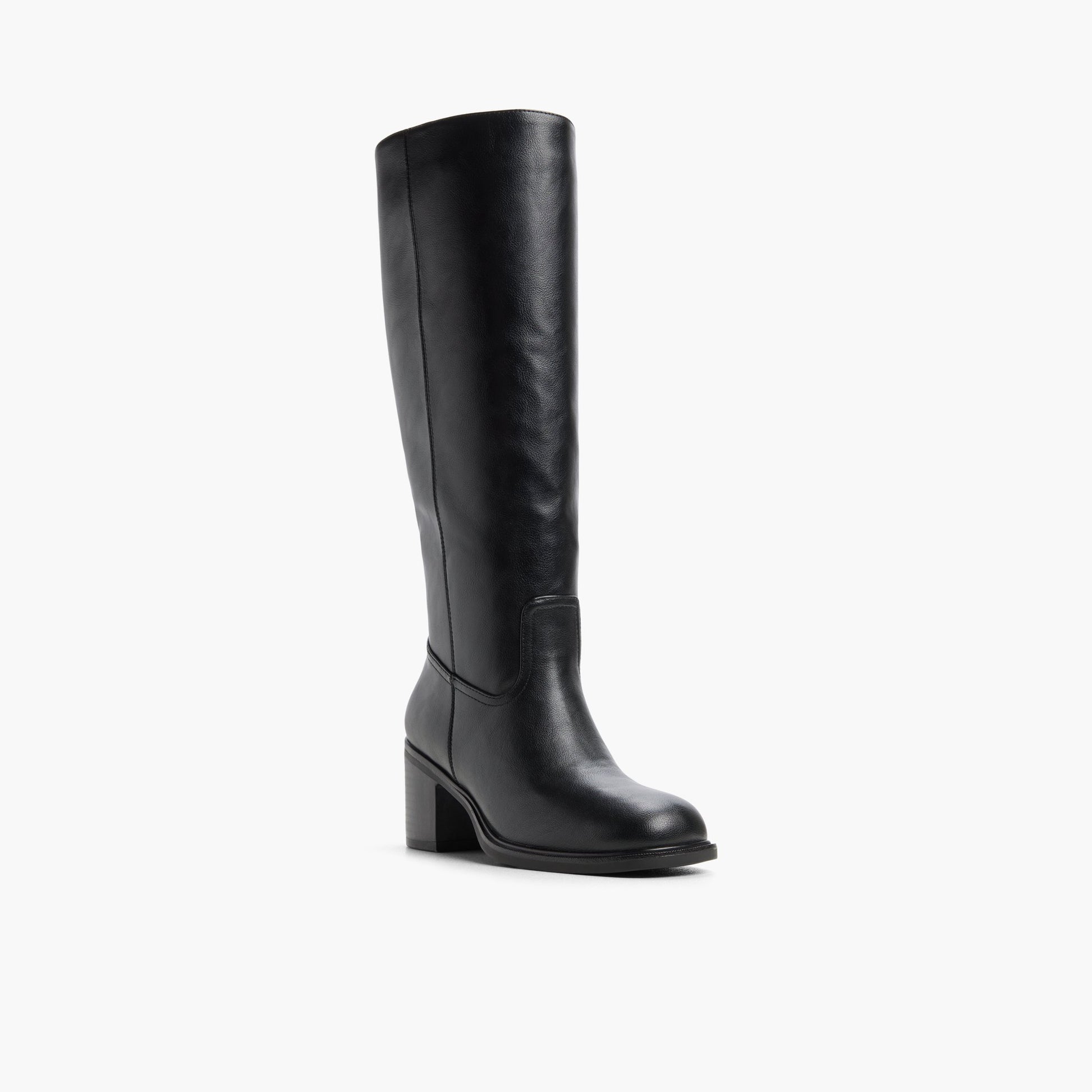 Three-quarter angle of Black Kirae Knee-High Boots's front side
