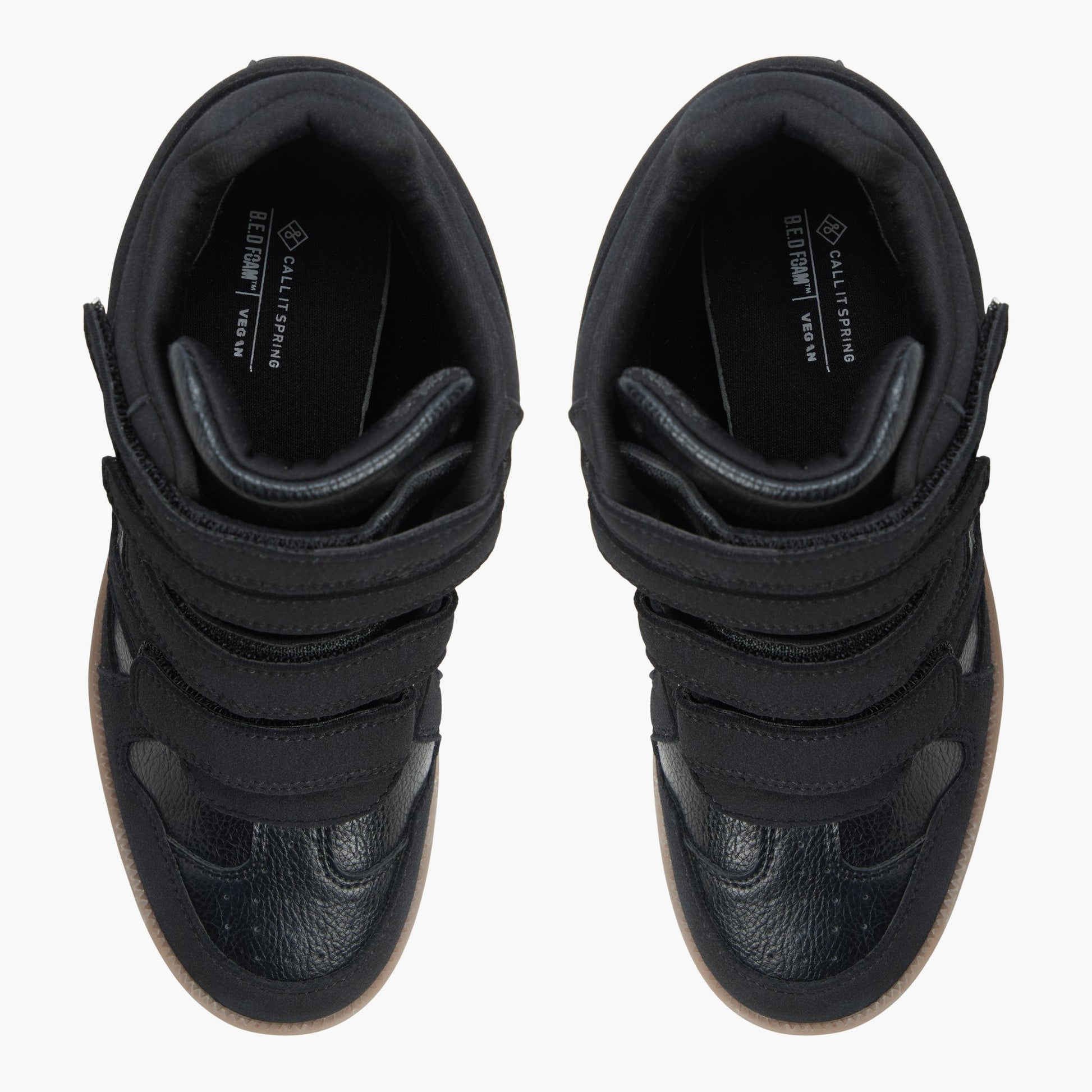 Top-down view of the Black Ovela Wedge Sneakers