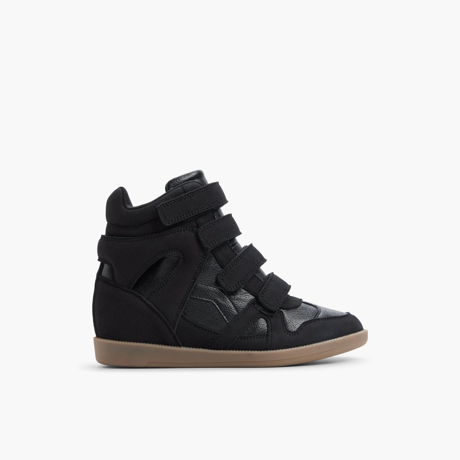 Main View of Black Ovela Wedge Sneakers for Womens