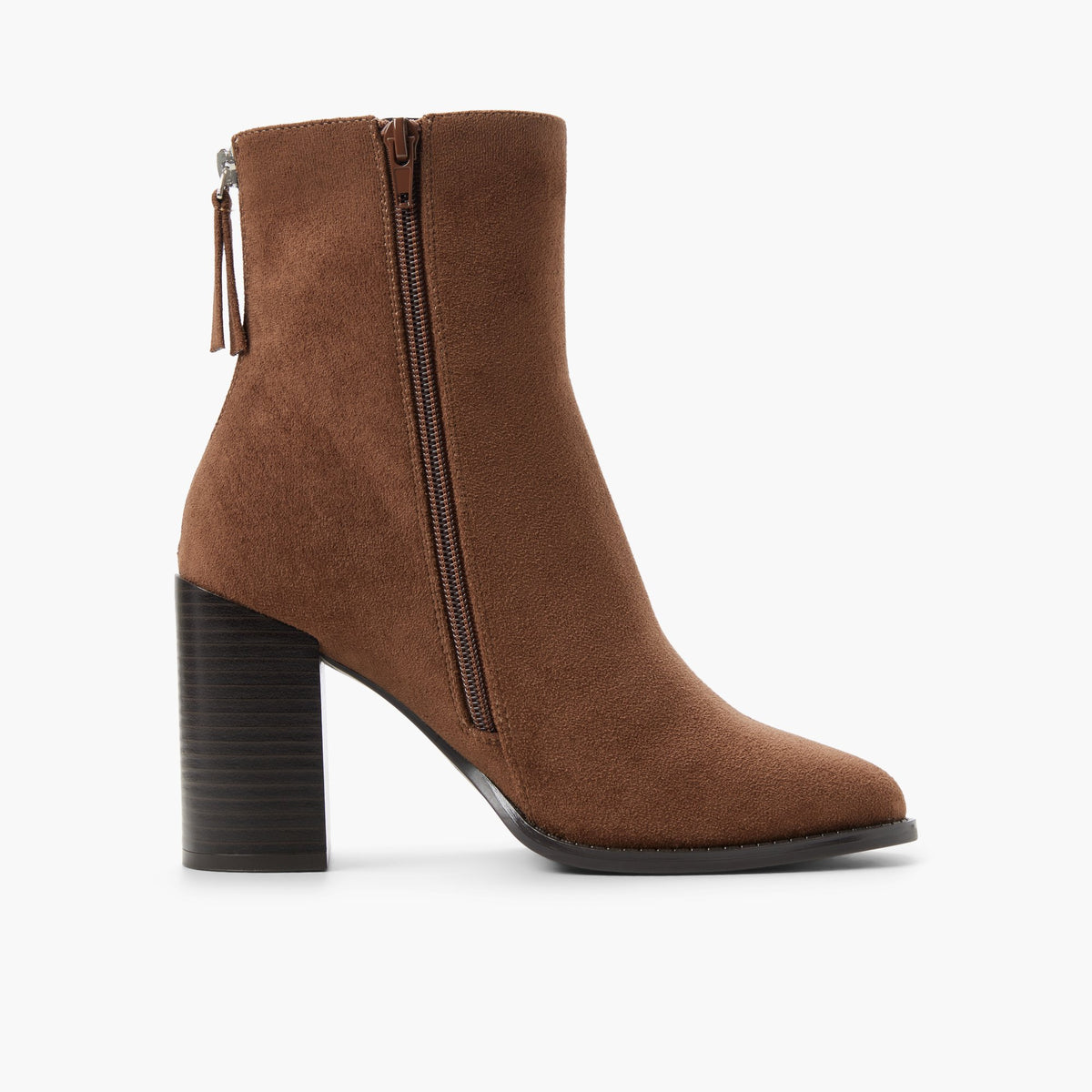 Side view of Medium brown Veya Ankle Boots