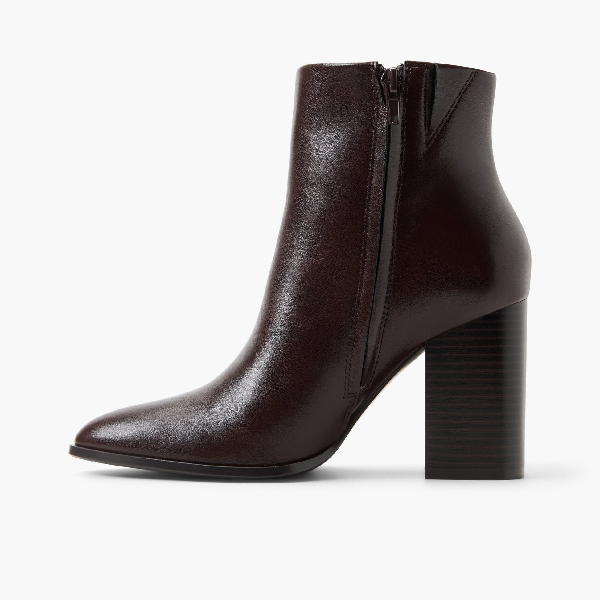 Side view of Dark brown Elixa Ankle Boots