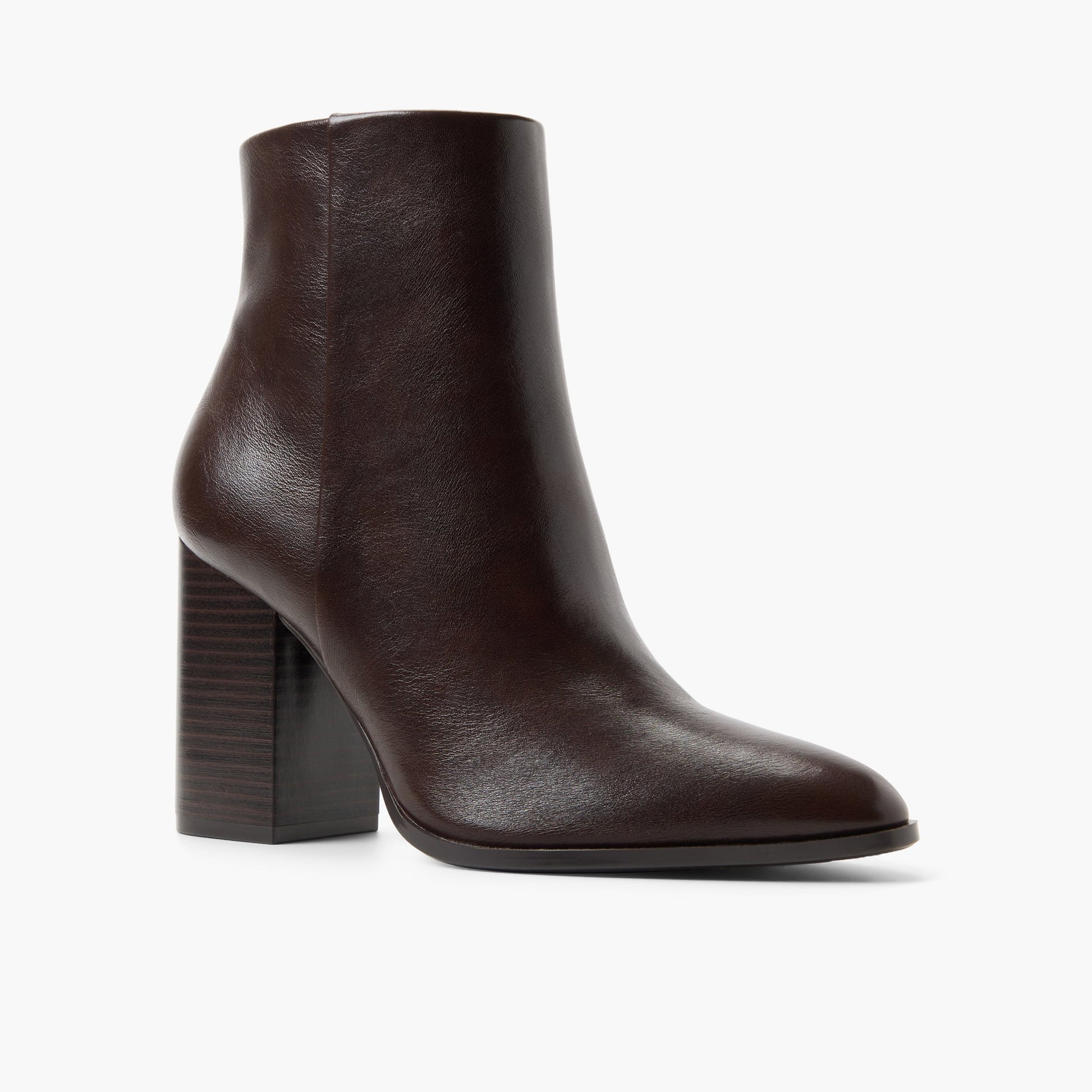 Three-quarter angle of Dark brown Elixa Ankle Boots's front side