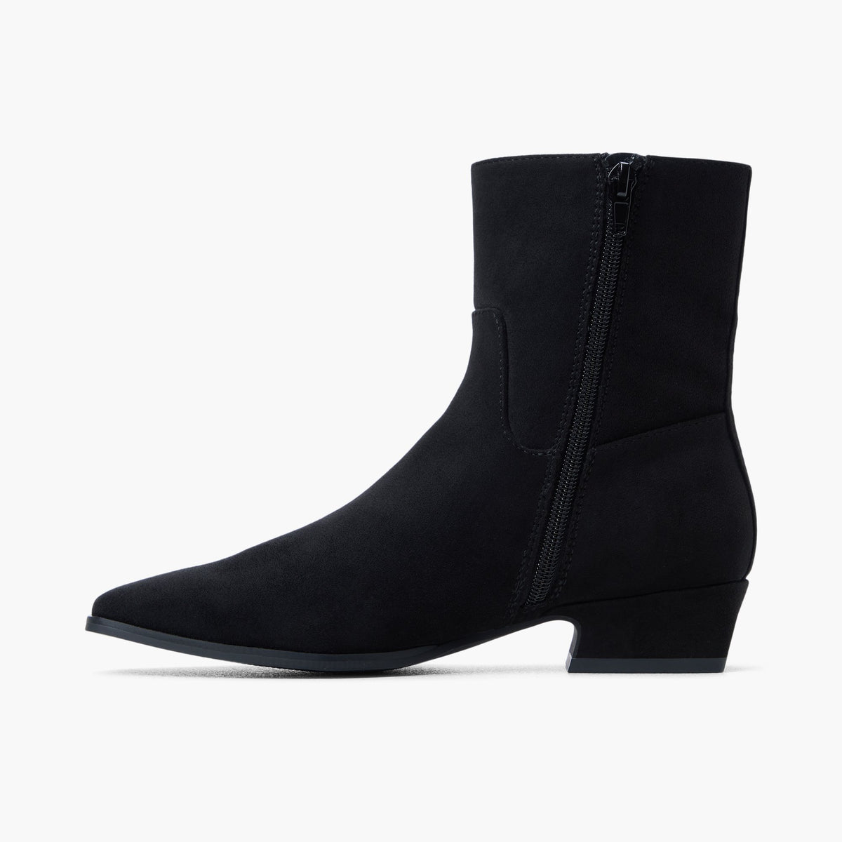Side view of Black Krysten Ankle Boots