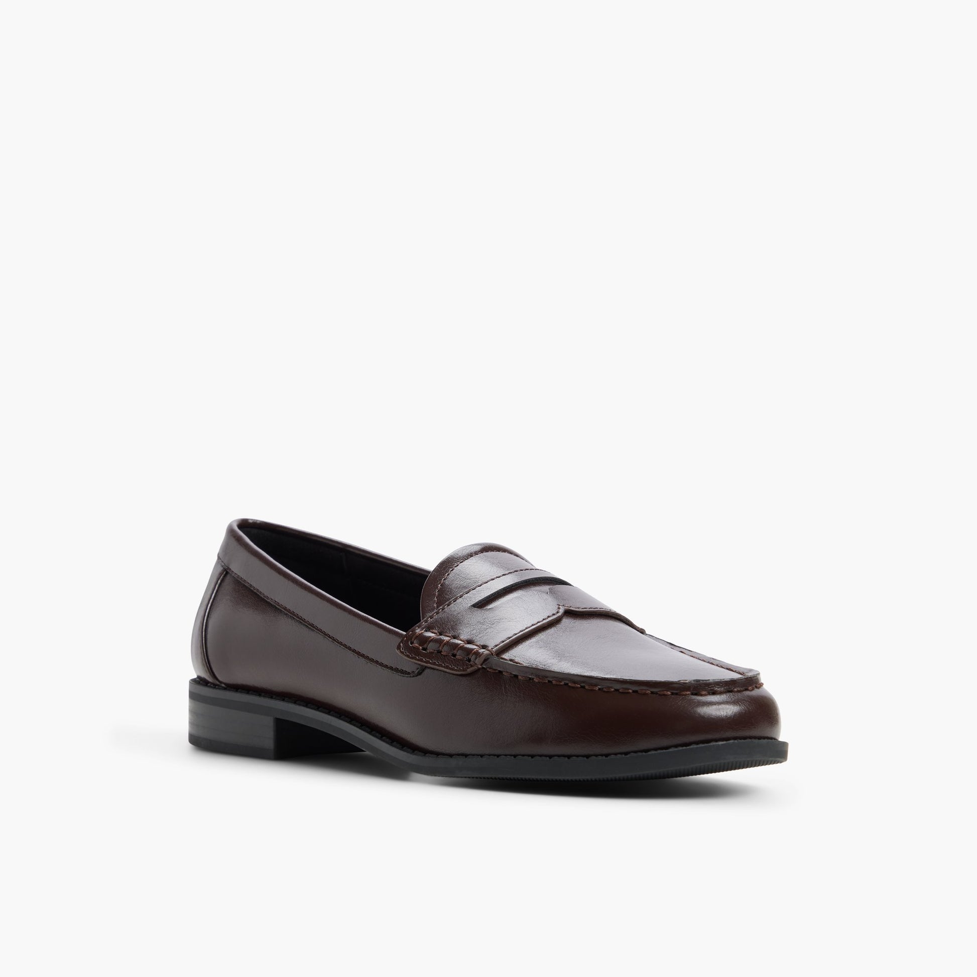 Three-quarter angle of Dark brown Veroniica Loafers's front side