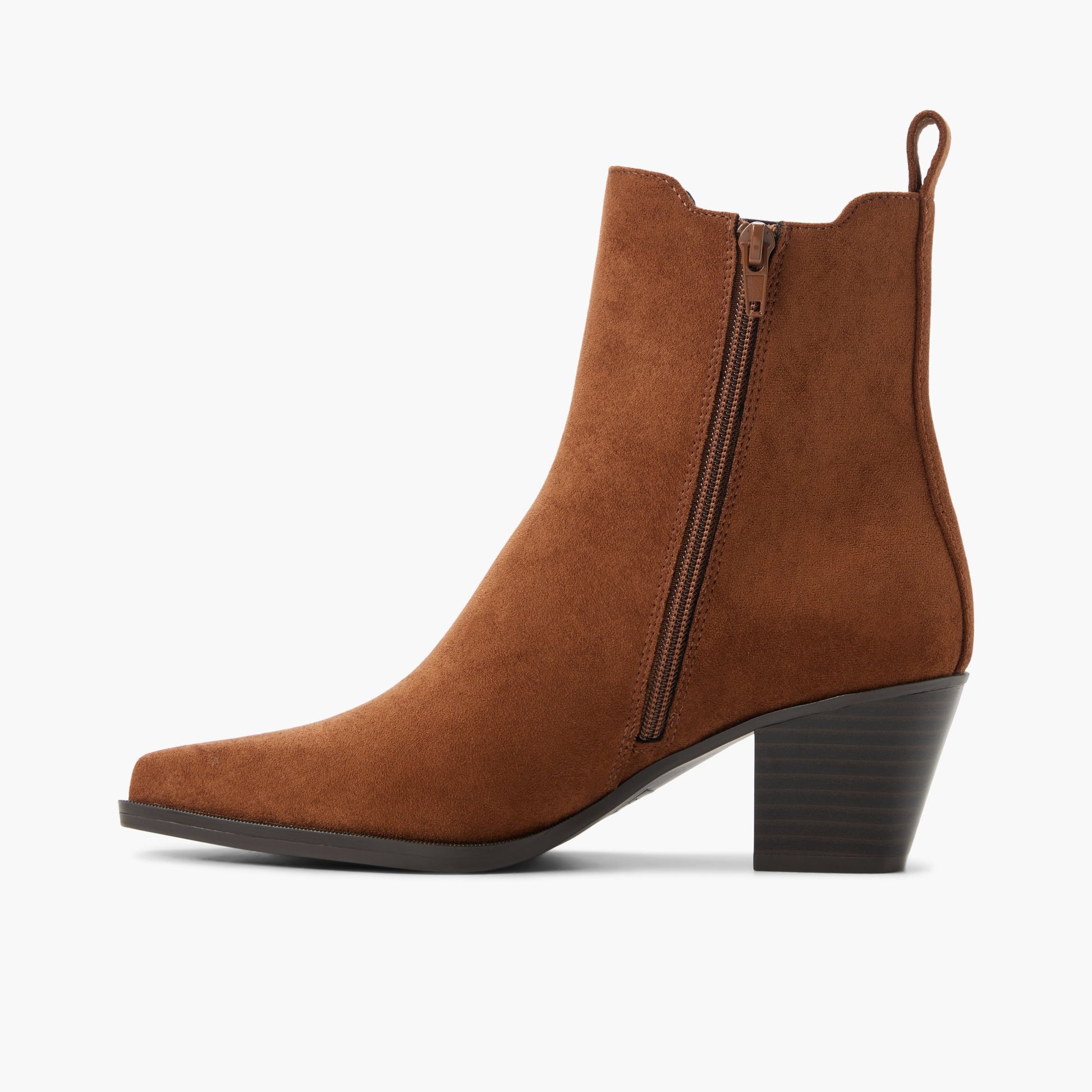 Side view of Cognac Syra Ankle Boots