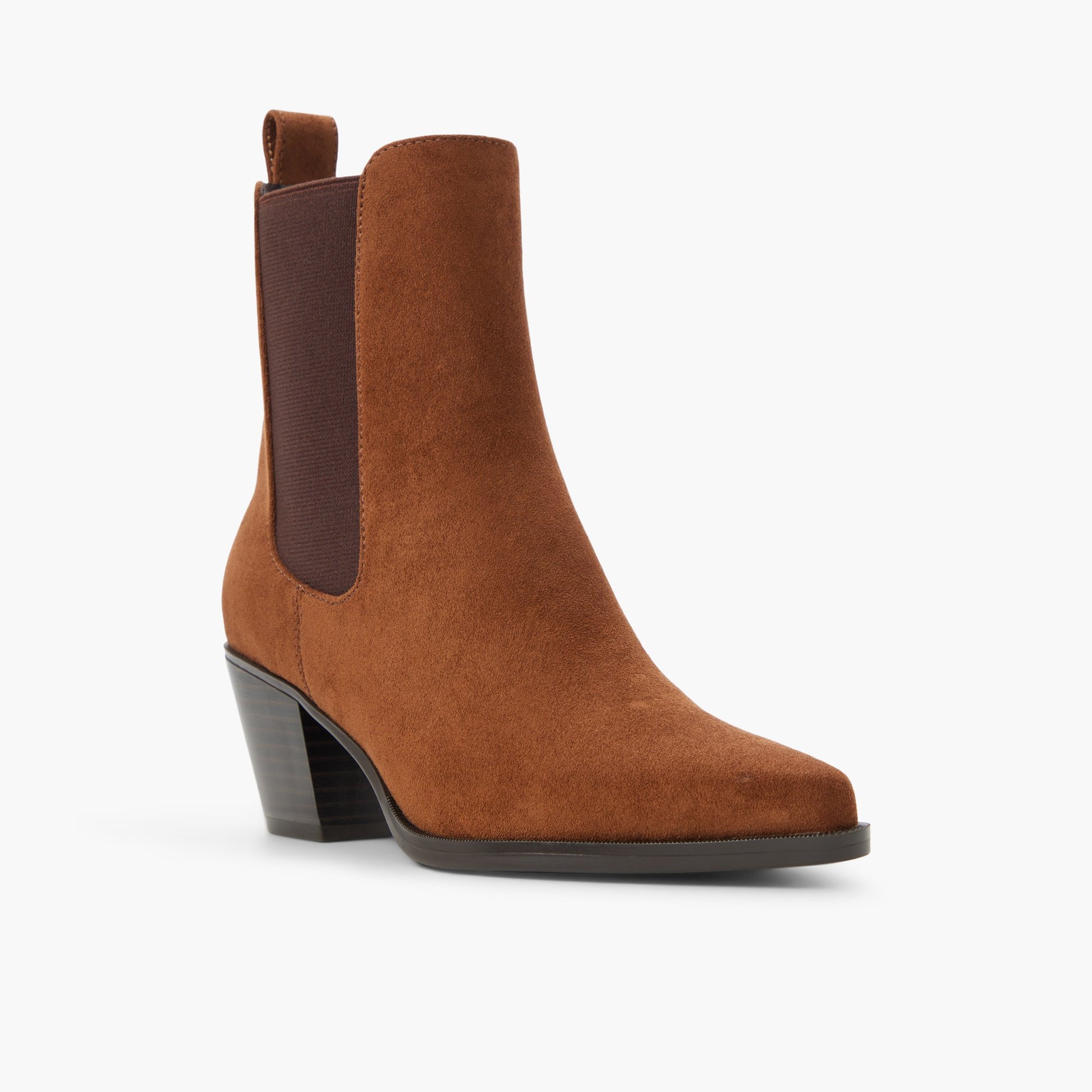 Three-quarter angle of Cognac Syra Ankle Boots's front side