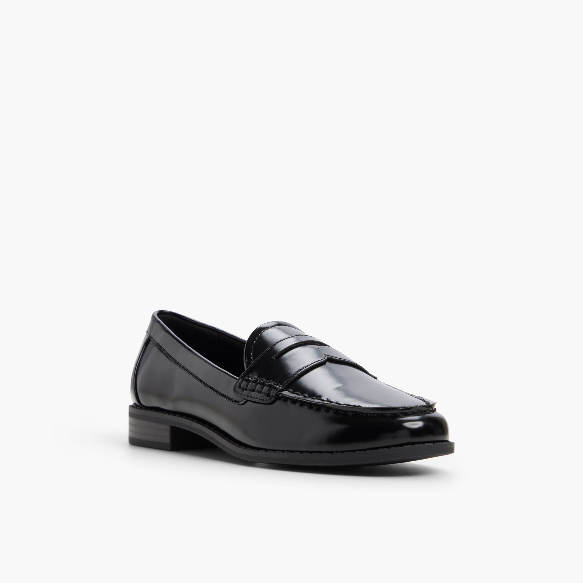 Three-quarter angle of Black Veroniica Loafers's front side