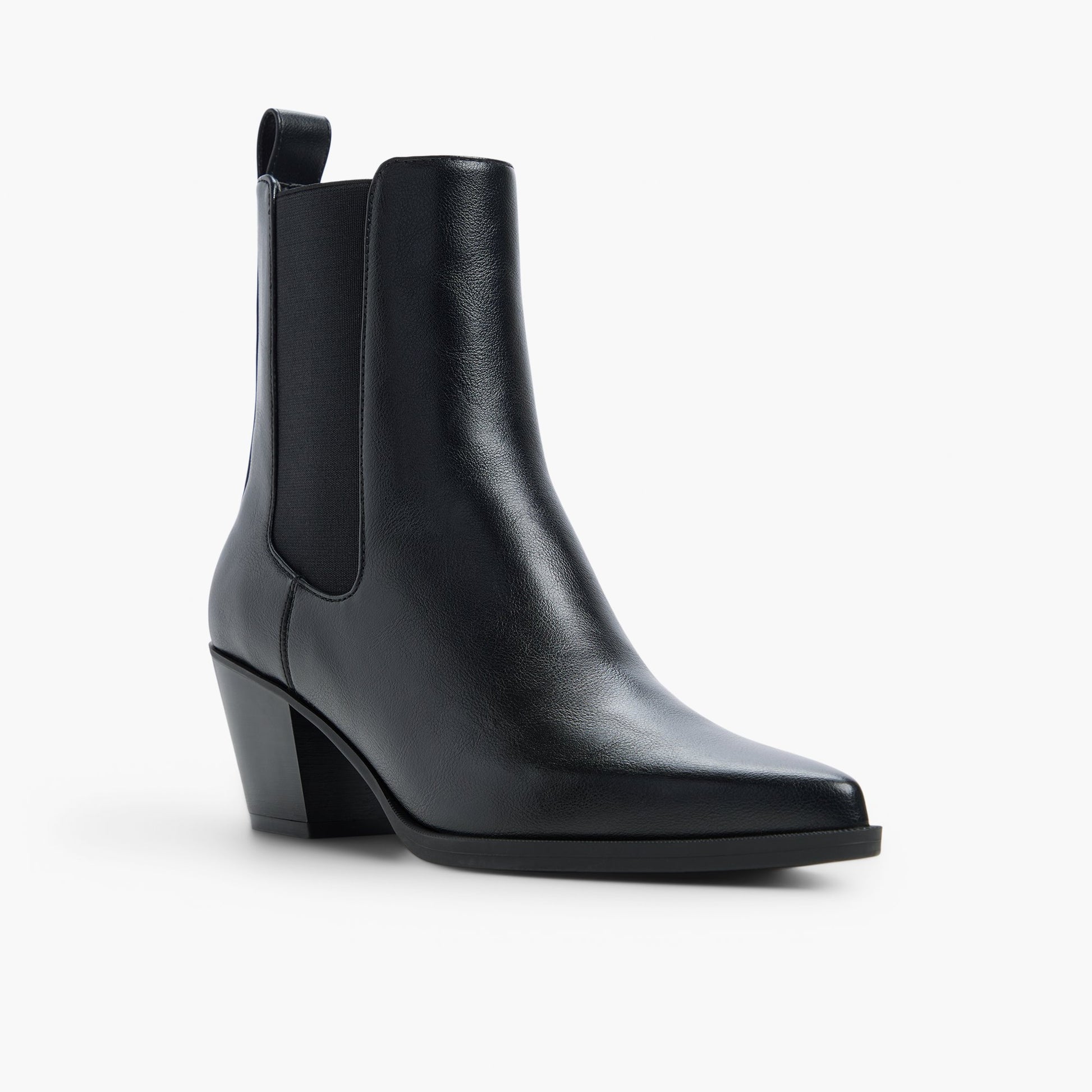 Three-quarter angle of Black Syra Ankle Boots's front side