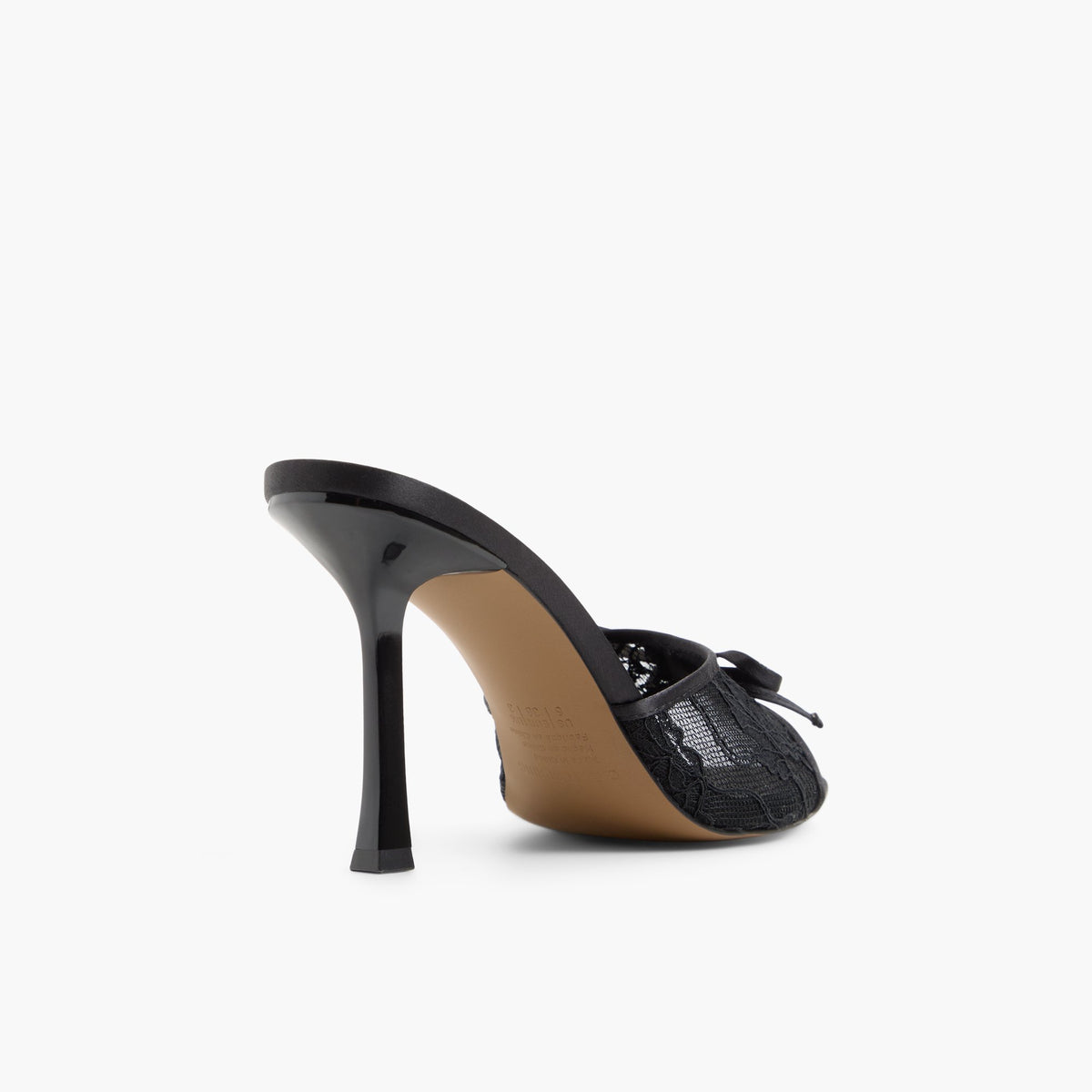 Three-quarter angle of Black Juniee Heeled Mule Sandals's back side