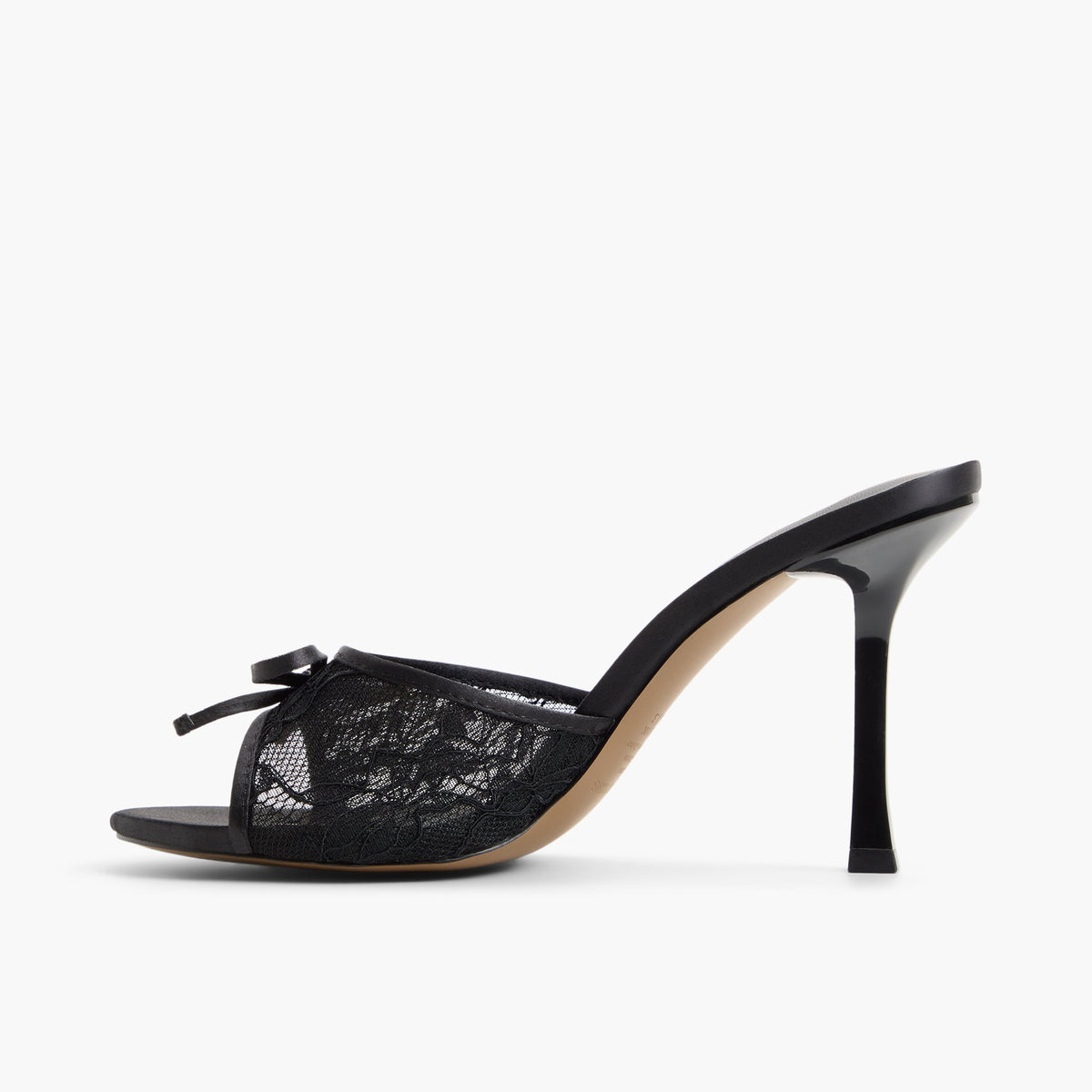Side view of Black Juniee Heeled Mule Sandals