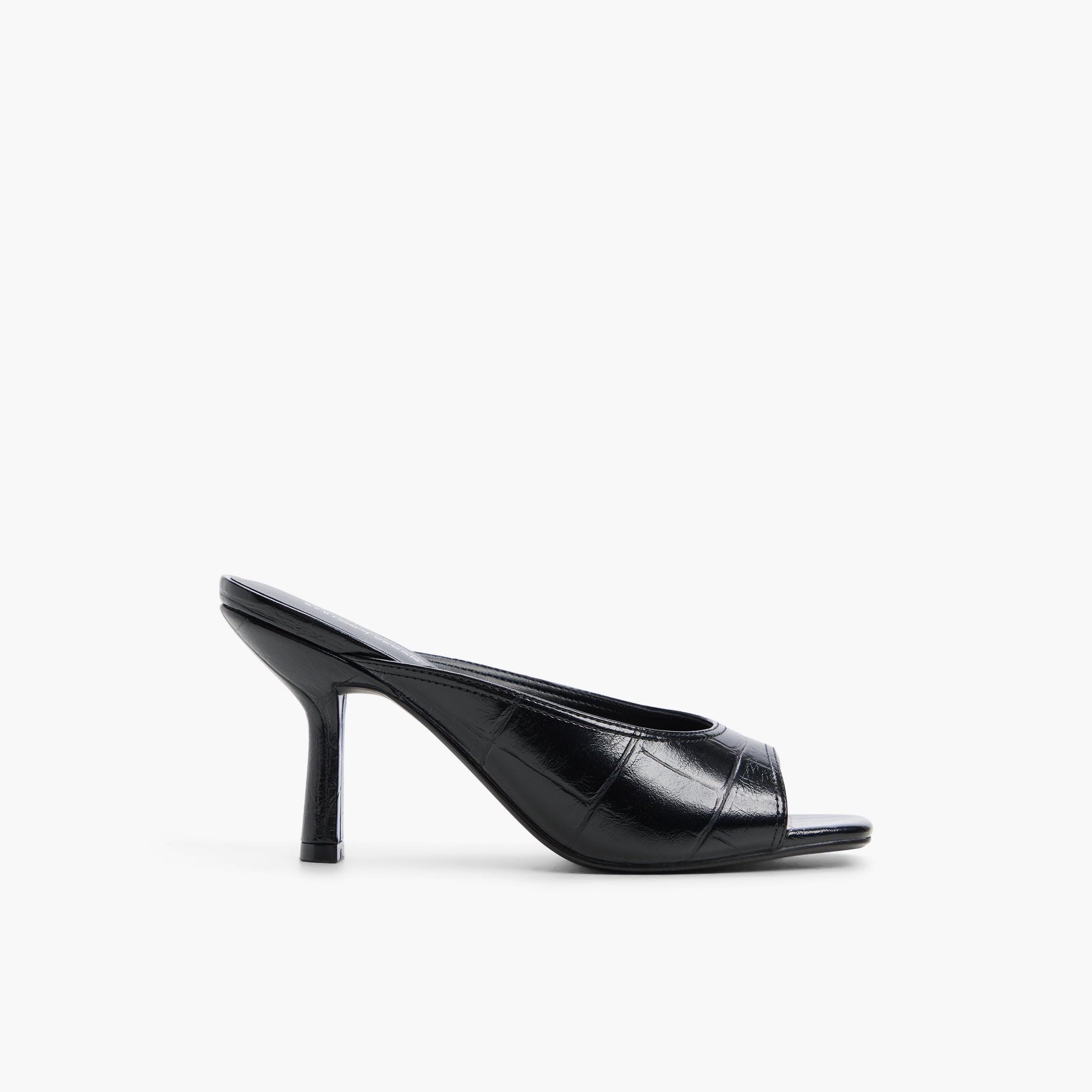 Main View of Black Sunaa Heeled Mule Sandals for Womens