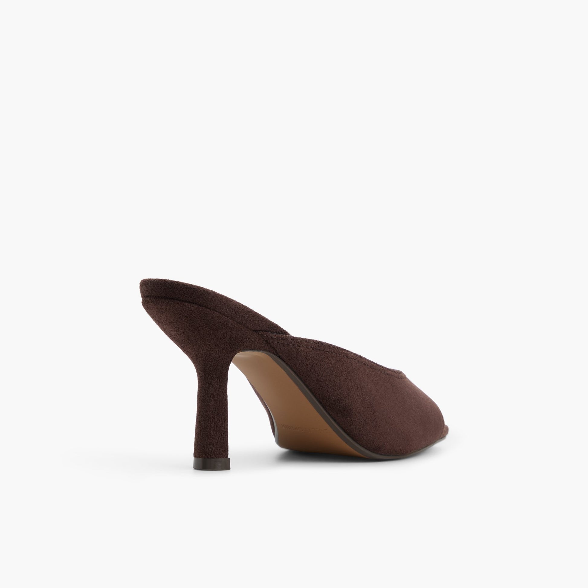 Three-quarter angle of Dark brown Sunaa Heeled Mule Sandals's back side
