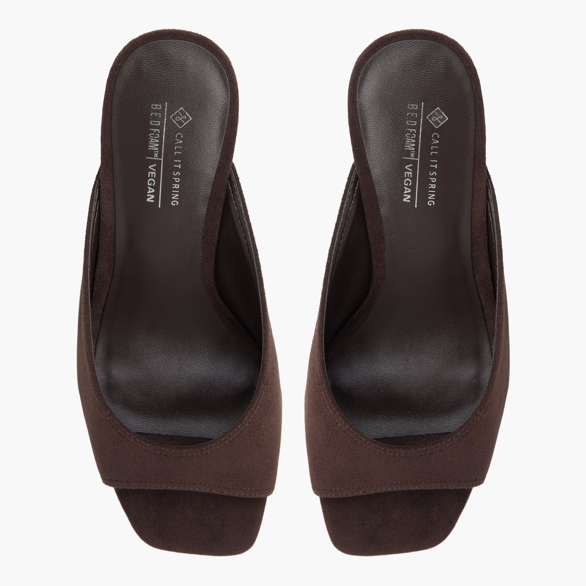 Top-down view of the Dark brown Sunaa Heeled Mule Sandals