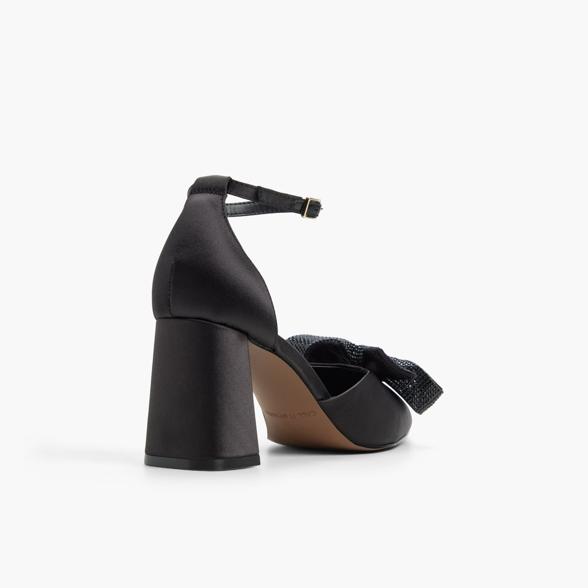 Three-quarter angle of Open black Aviia Ankle Strap Pumps's back side