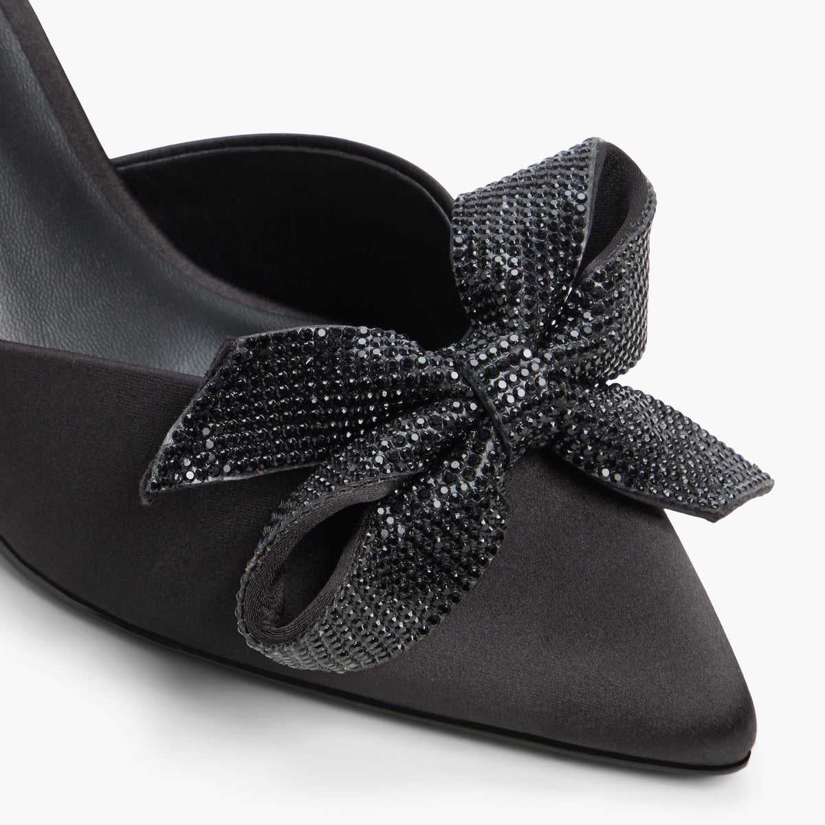 Close-up of the Open black Aviia Ankle Strap Pumps