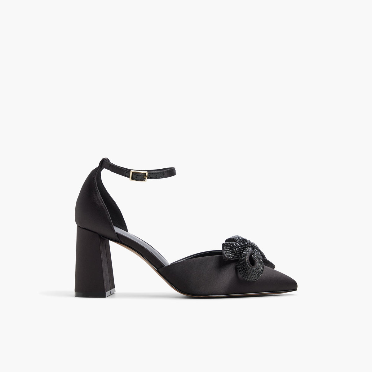Main View of Open black Aviia Ankle Strap Pumps for Womens