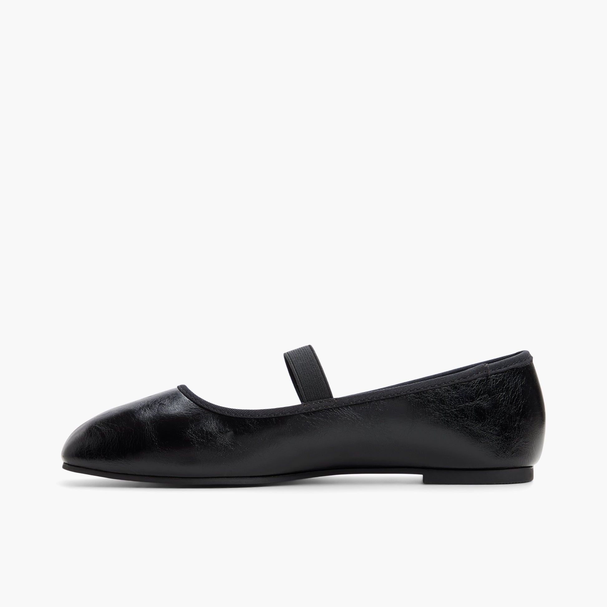 Side view of Black Jonnie Mary Jane Flats