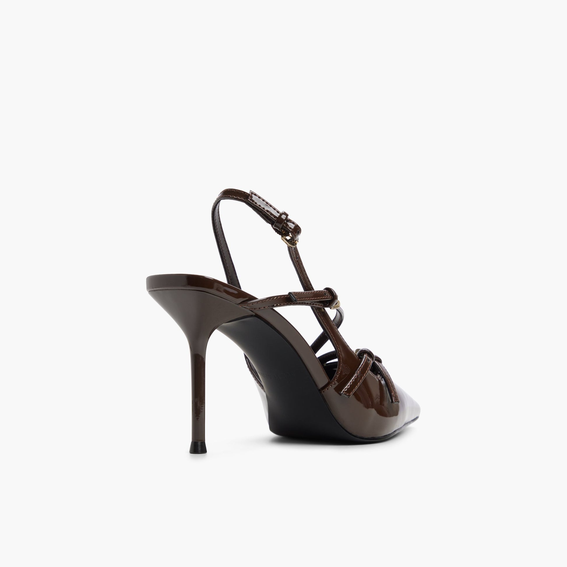 Three-quarter angle of Dark brown Edyn Slingback Pumps's back side