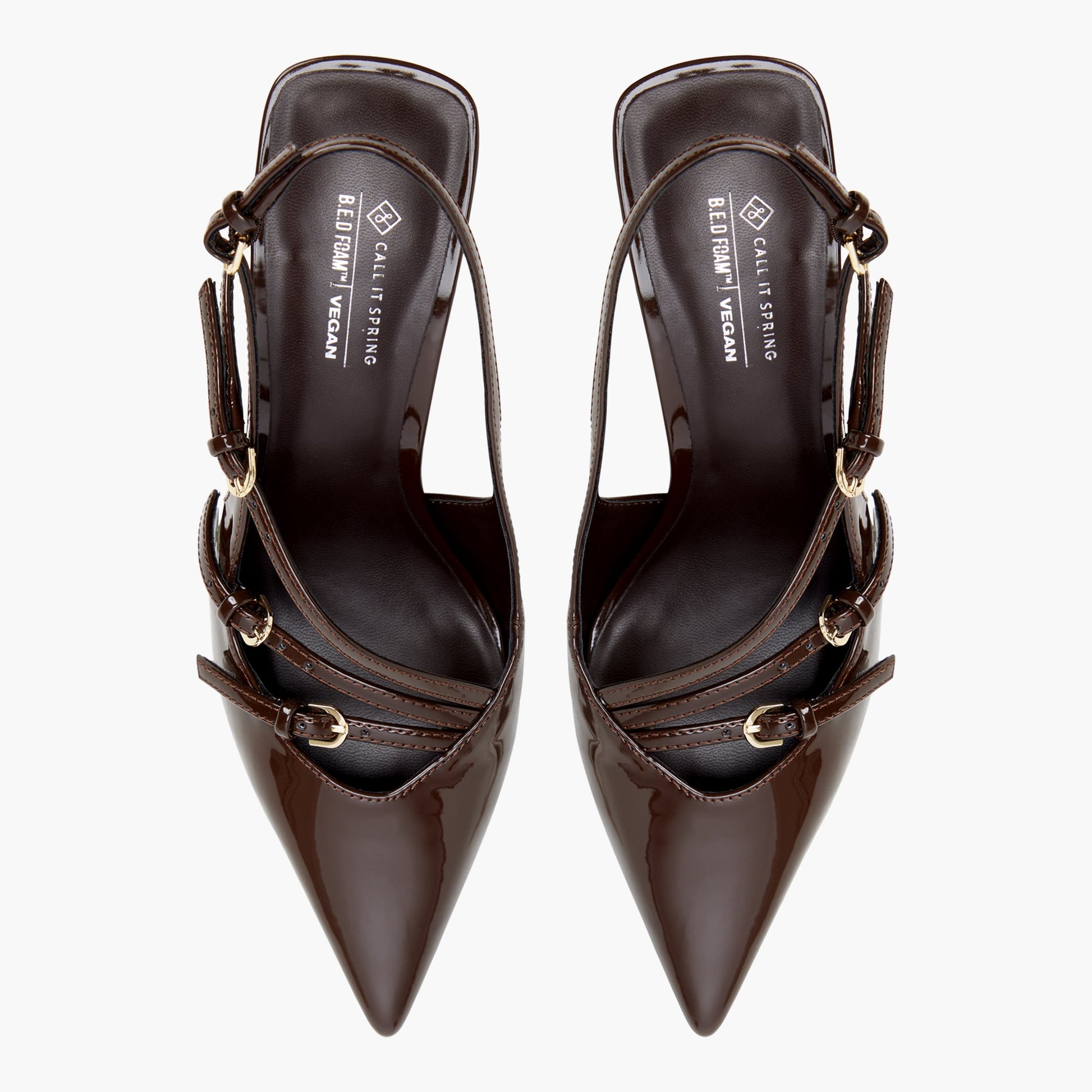 Top-down view of the Dark brown Edyn Slingback Pumps