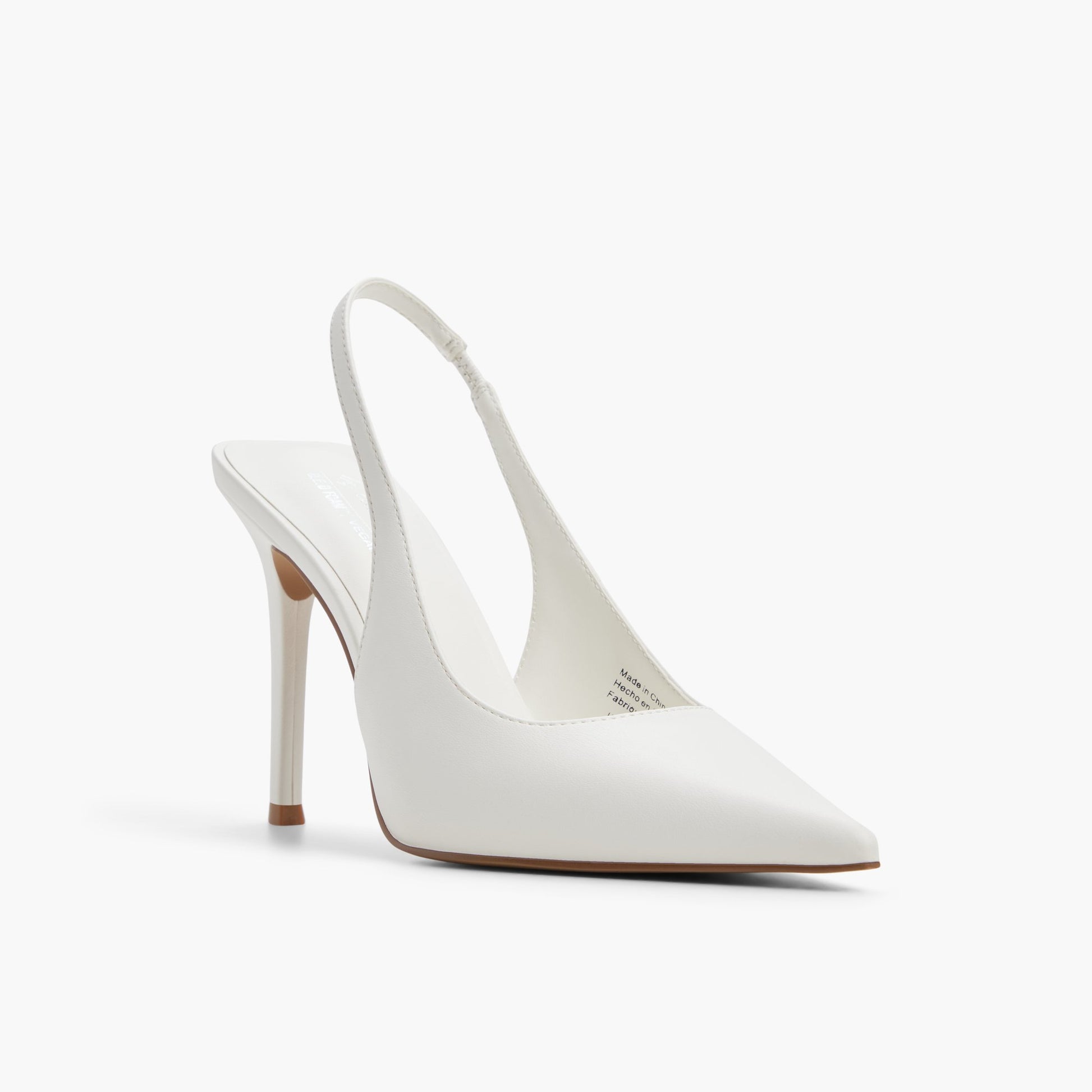 Three-quarter angle of White Daniellaa Slingback Heels's front side