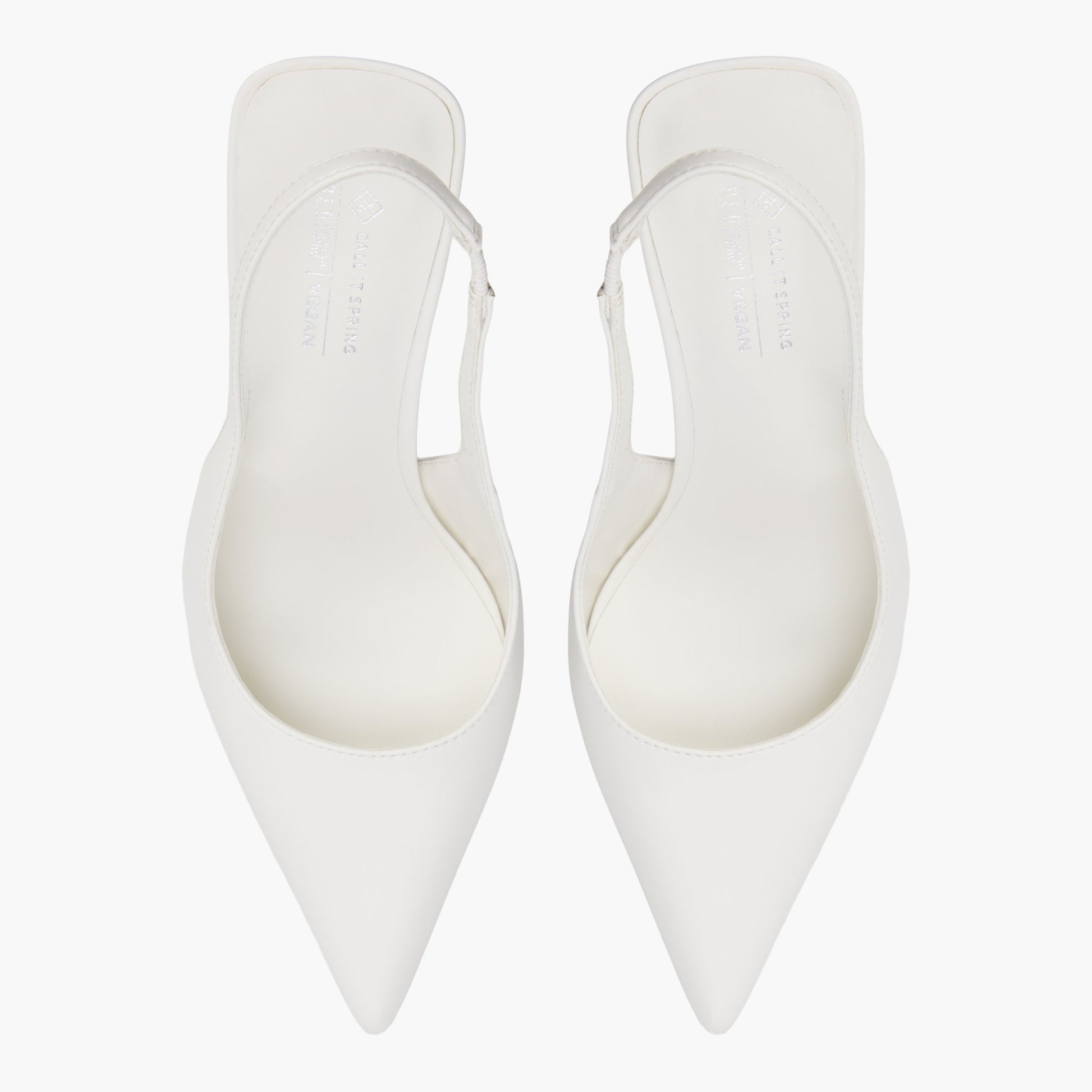 Top-down view of the White Daniellaa Slingback Heels
