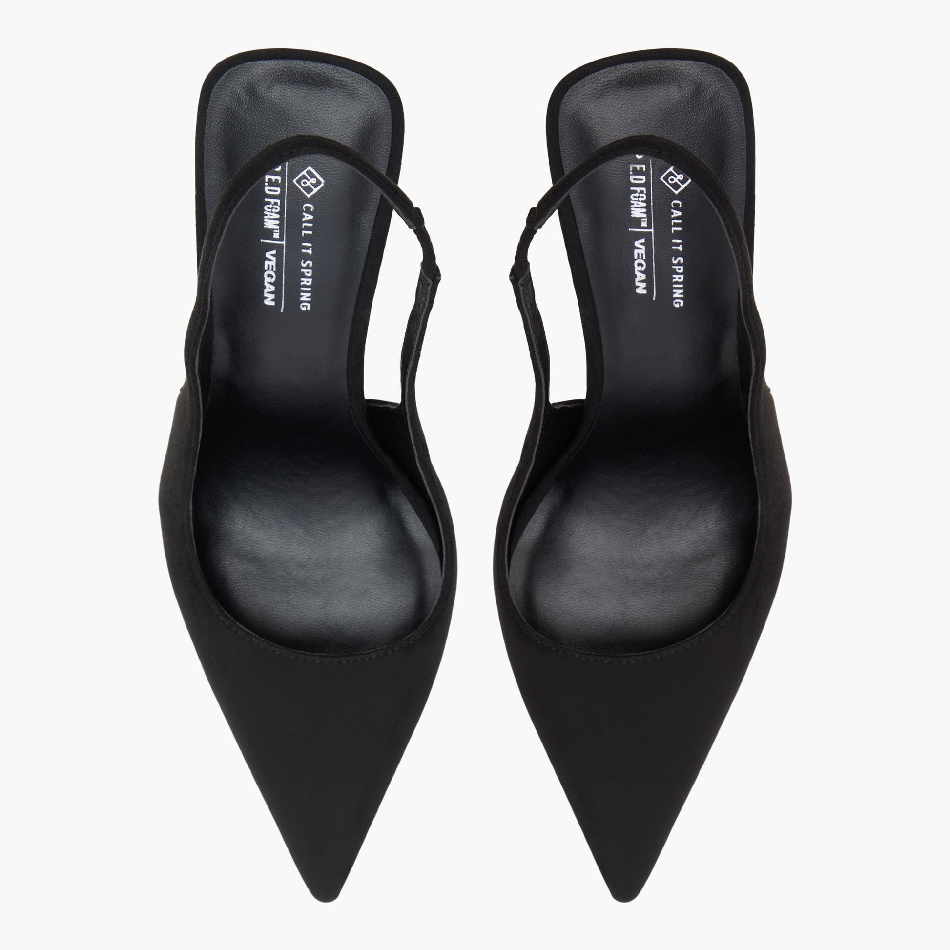 Top-down view of the Black Daniellaa Slingback Pumps
