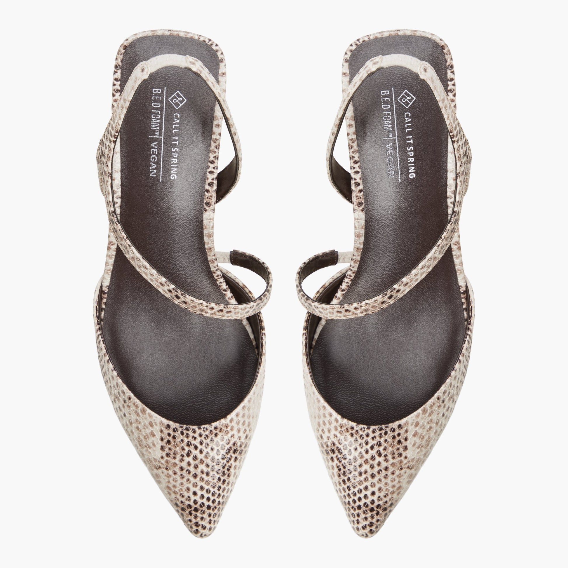 Top-down view of the Other medium beige Brianah Strappy Block Heels