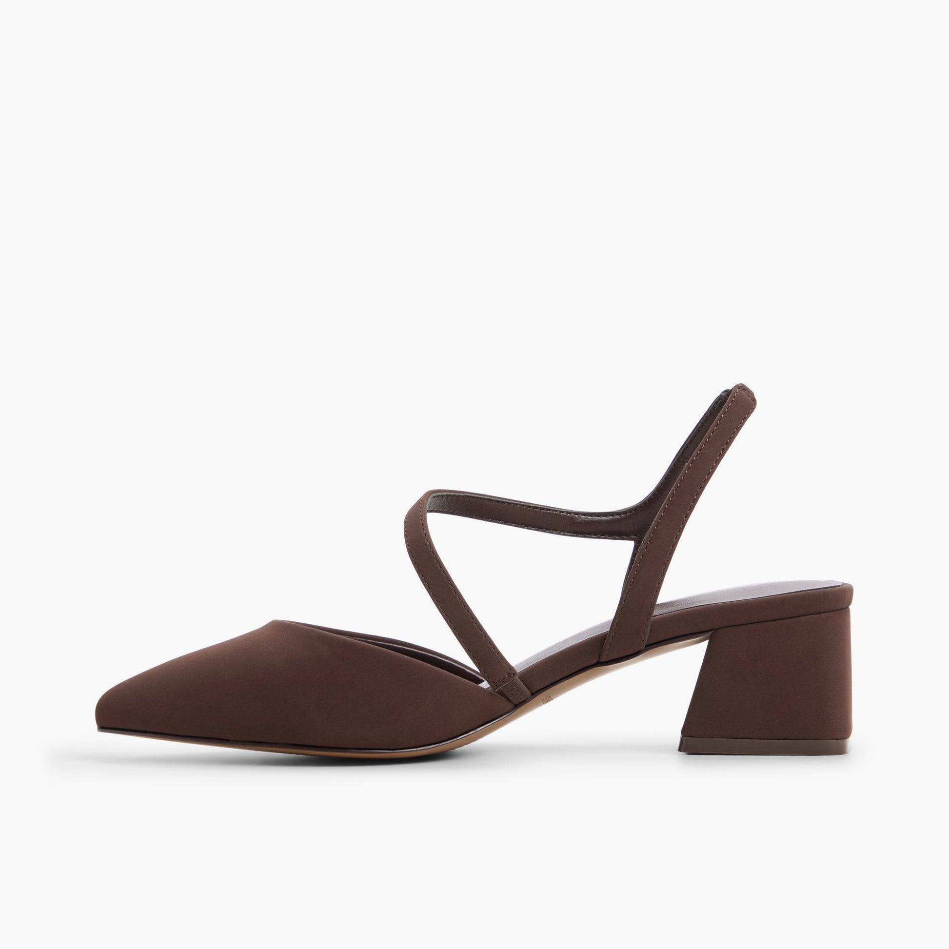 Side view of Medium brown Brianah Strappy Block Heels