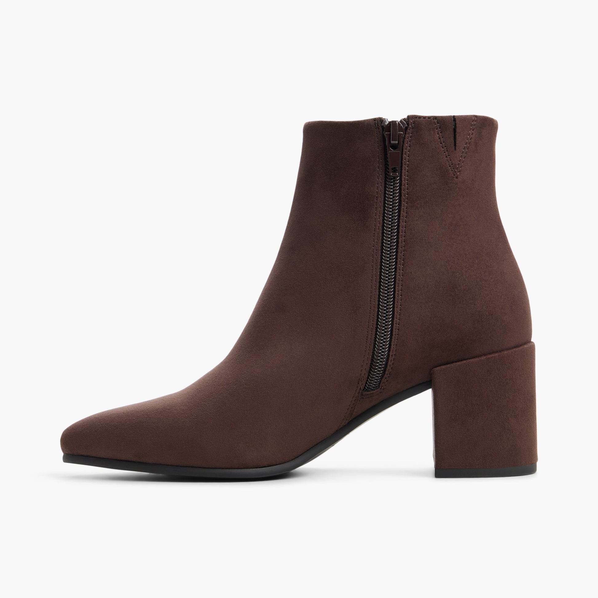 Side view of Dark brown Avela Ankle Boots