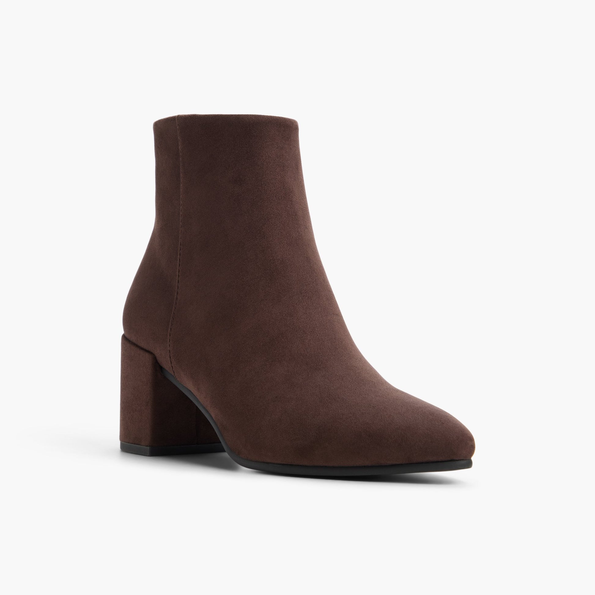 Three-quarter angle of Dark brown Avela Ankle Boots's front side