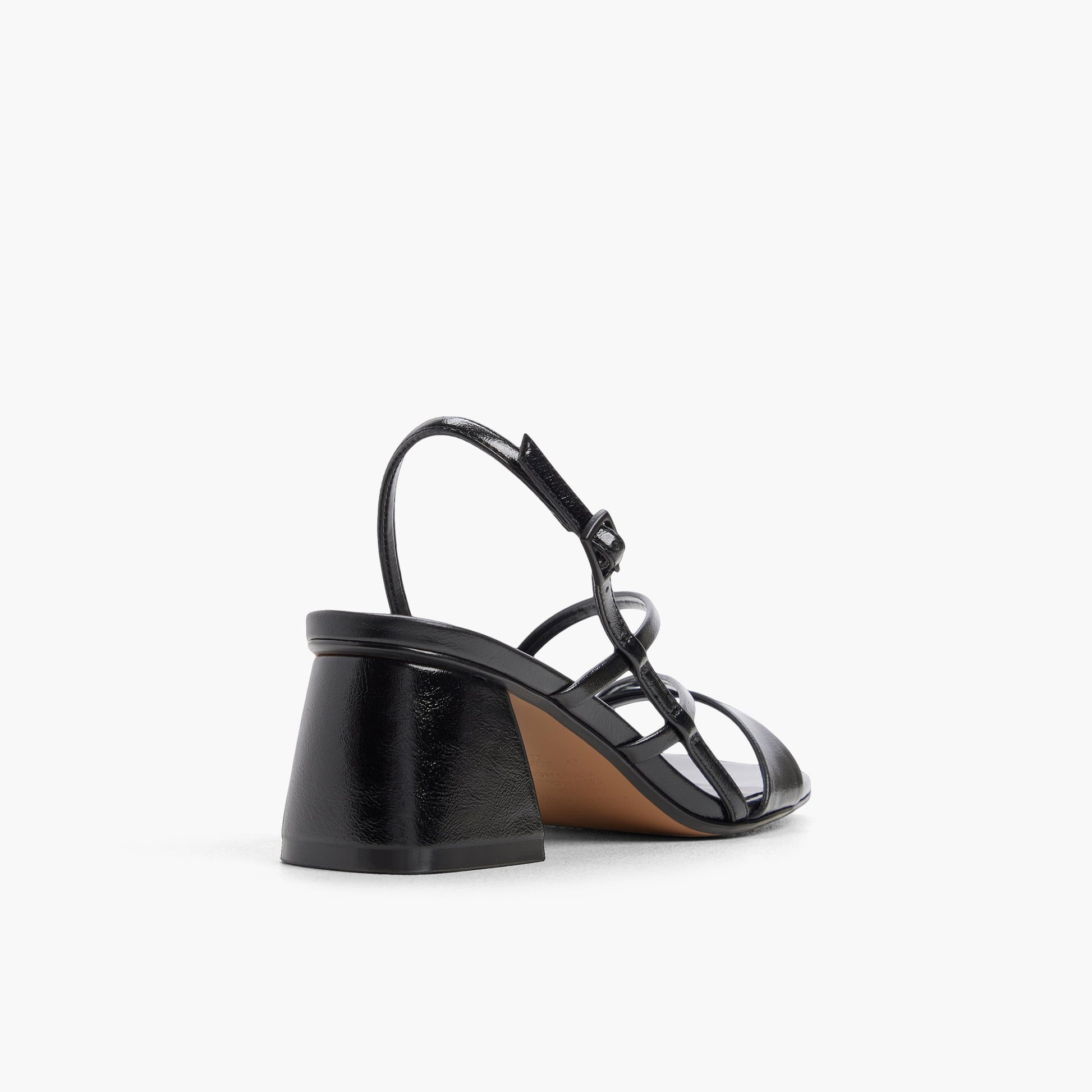 Angle de trois quarts de l'arrière de Noir Naura Sandales à talons et lanières