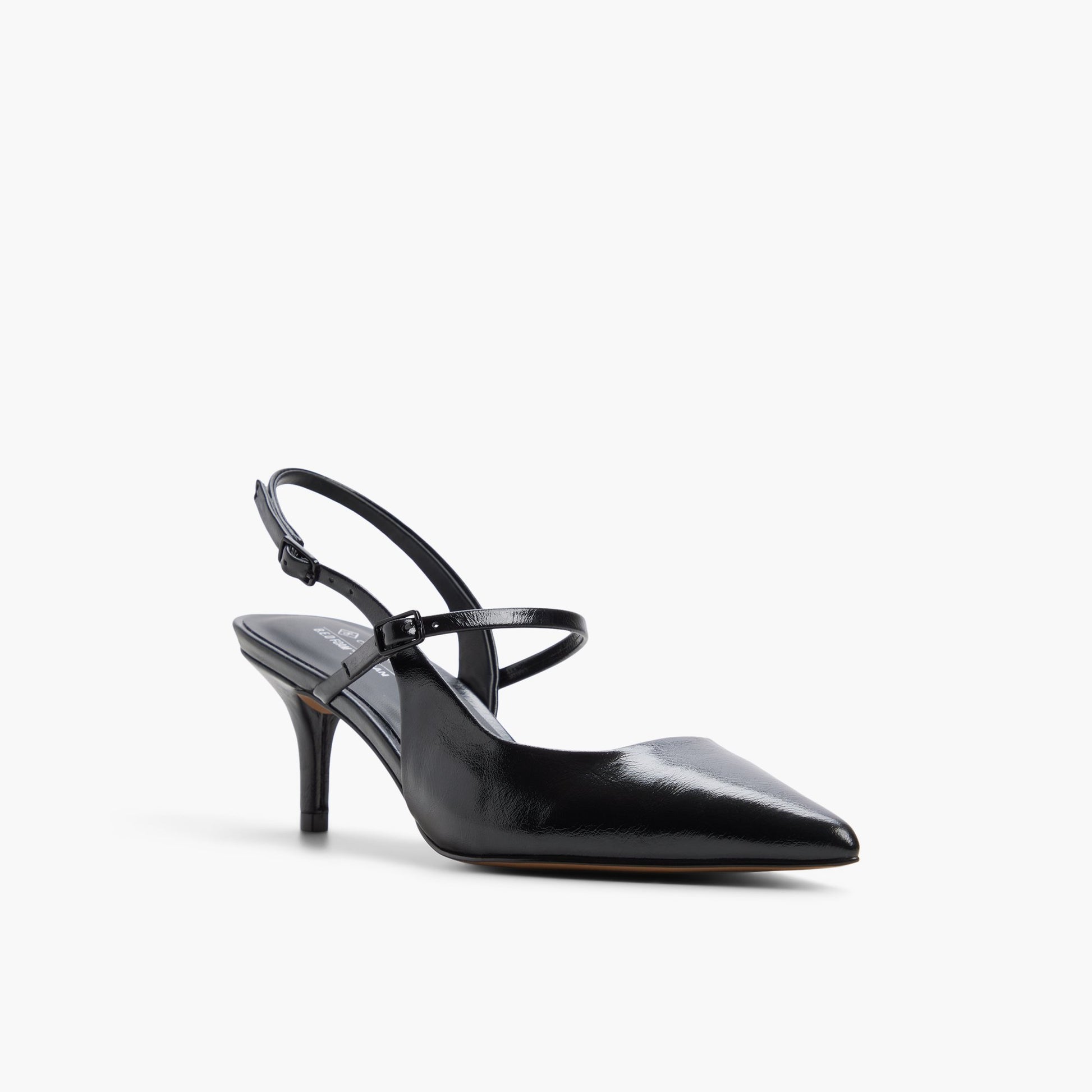 Three-quarter angle of Black Izzi Slingback Pumps's front side