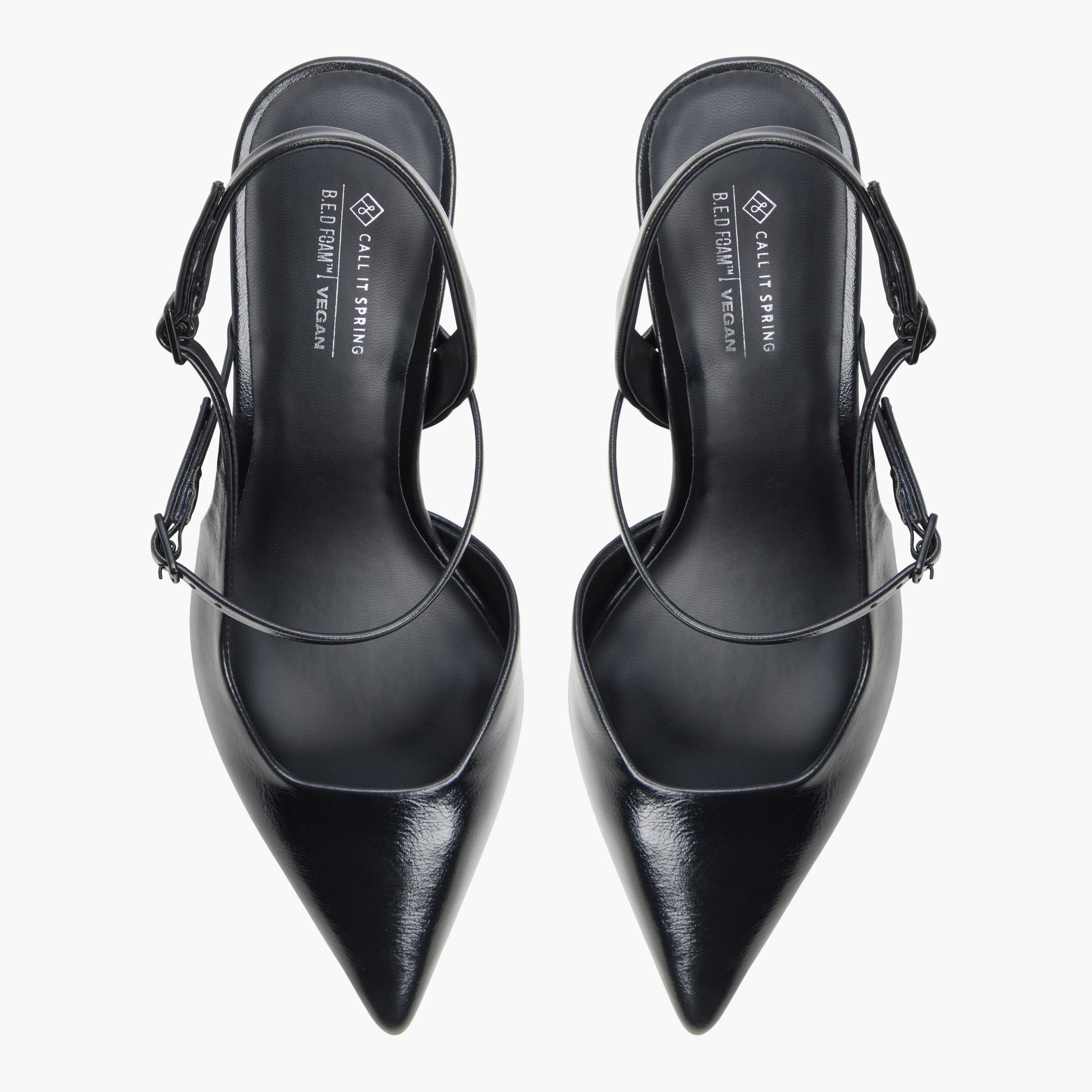 Top-down view of the Black Izzi Slingback Pumps