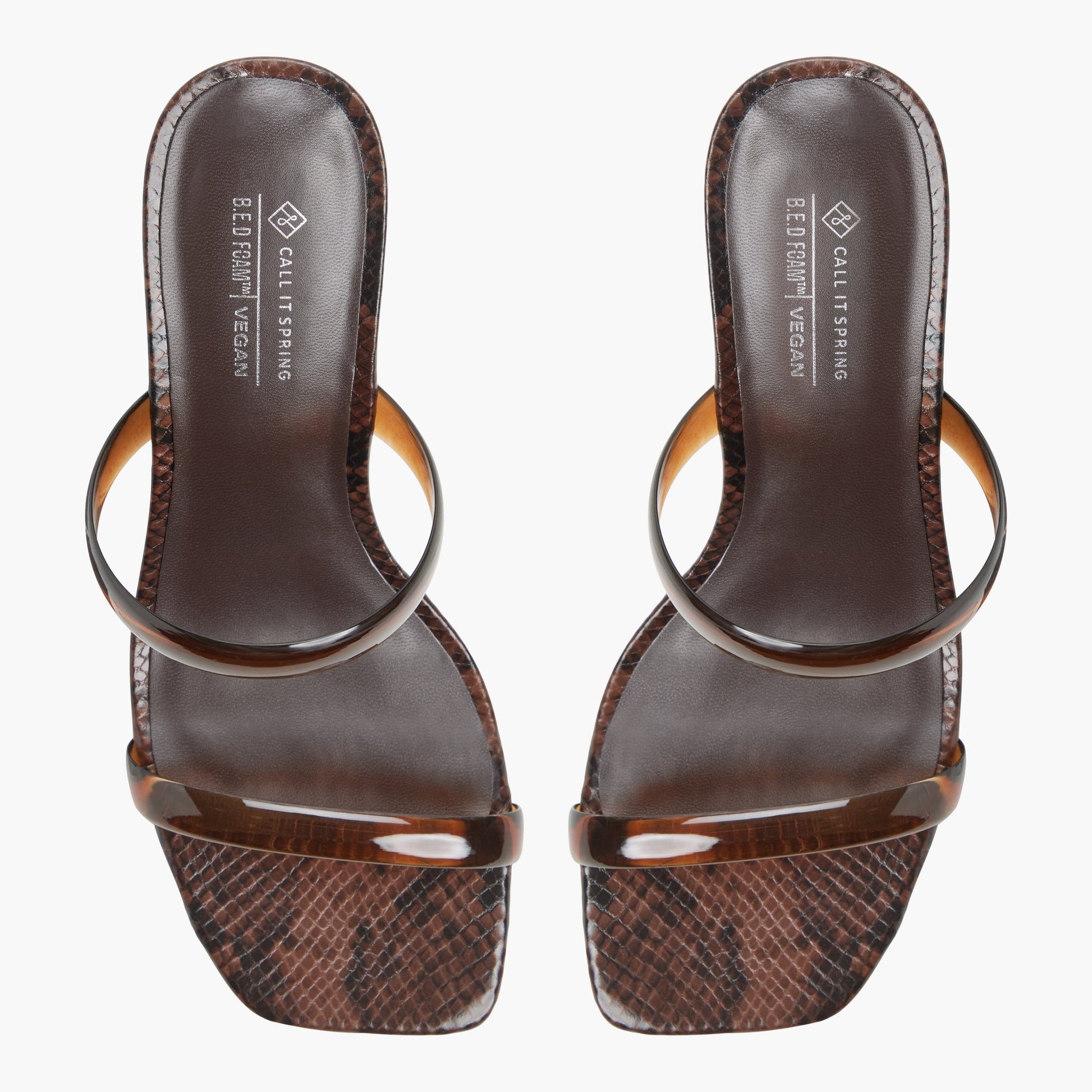 Top-down view of the Other brown Kaiaa Mid Heel Mule Sandals