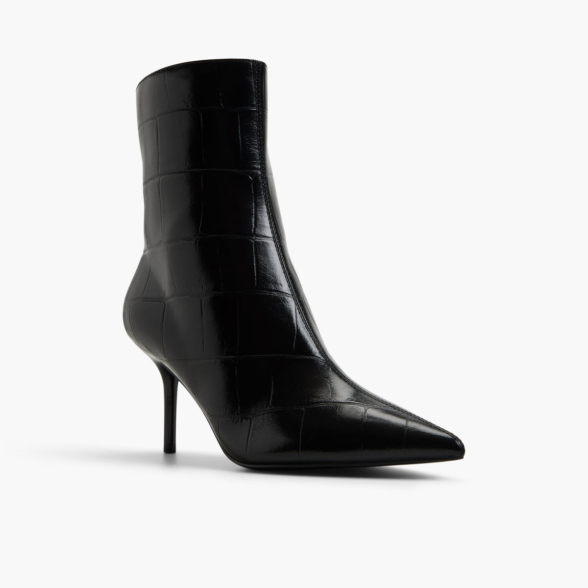 Three-quarter angle of Open black Xena Ankle Boots's front side