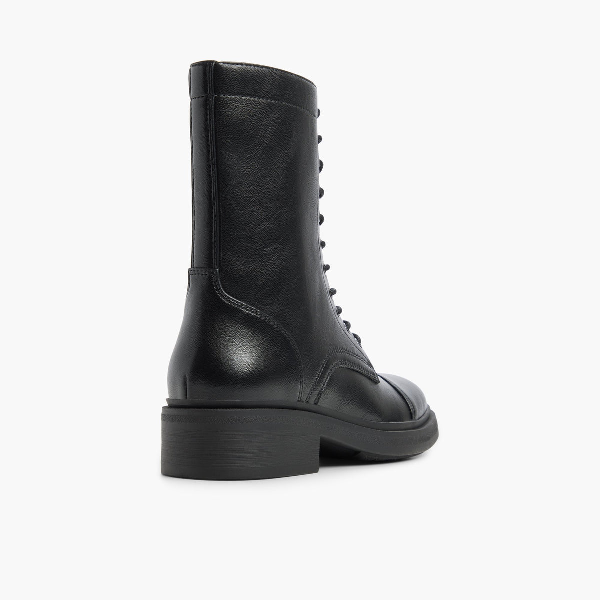 Three-quarter angle of Black Viora Combat Boots's back side