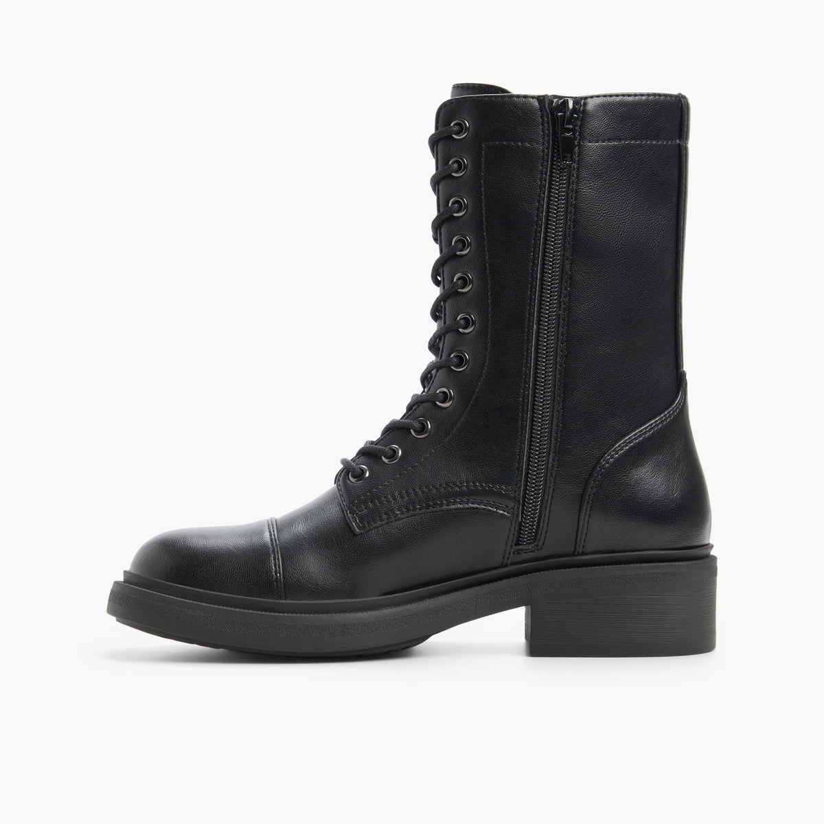 Side view of Black Viora Combat Boots