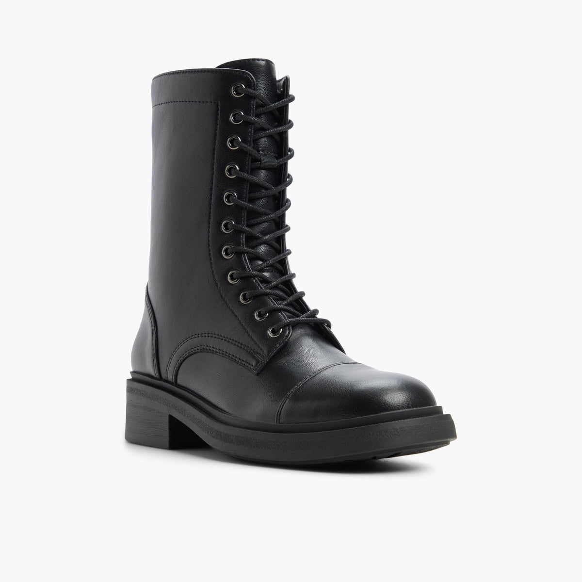 Three-quarter angle of Black Viora Combat Boots's front side