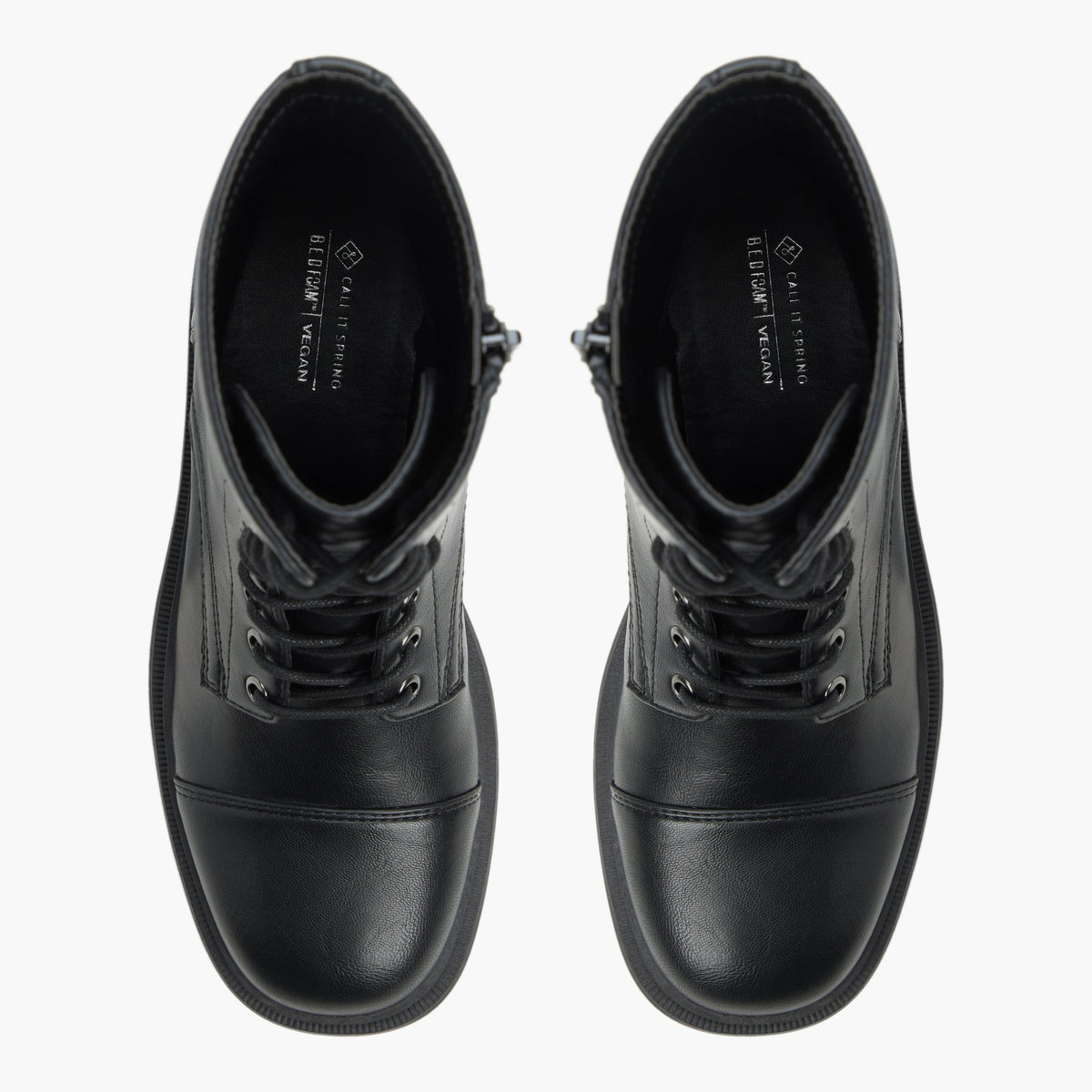 Top-down view of the Black Viora Combat Boots