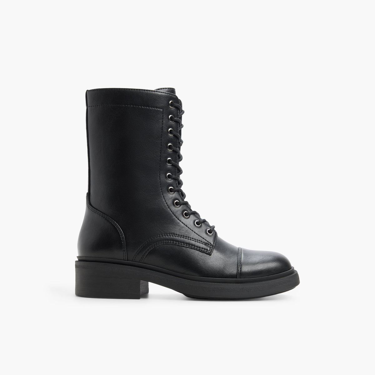 Main View of Black Viora Combat Boots for Womens