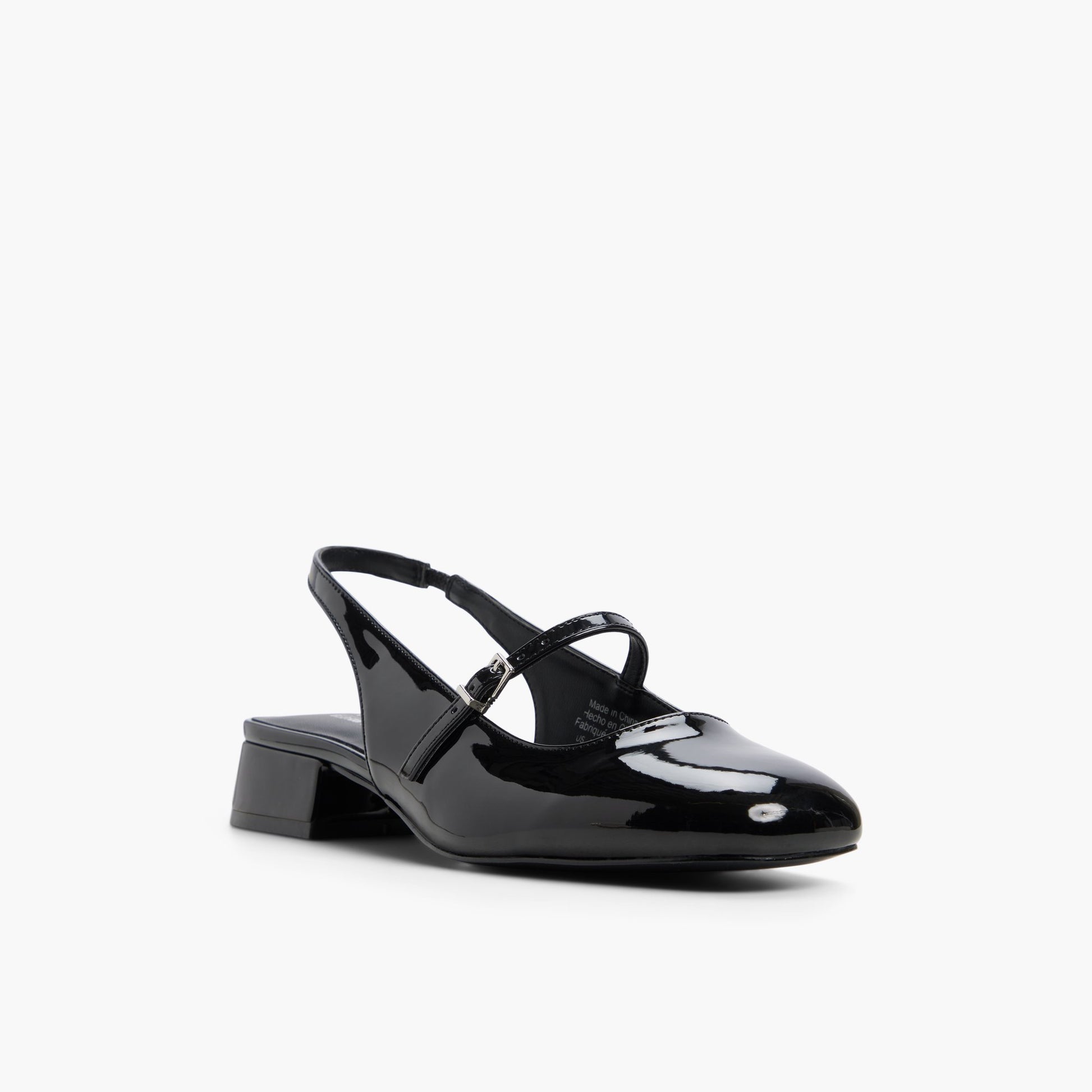 Three-quarter angle of Black Viviianna Slingback Mary Janes's front side