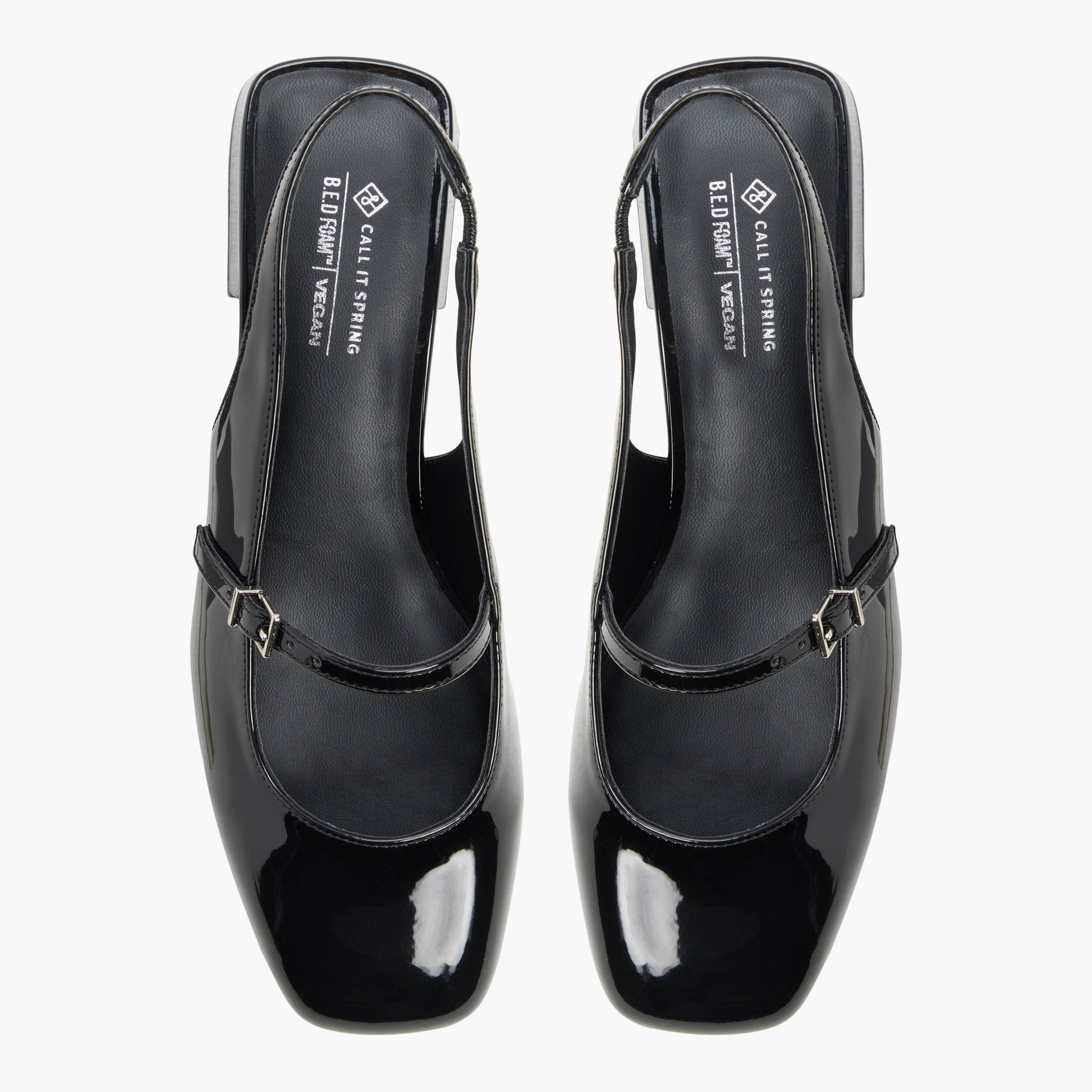 Top-down view of the Black Viviianna Slingback Mary Janes