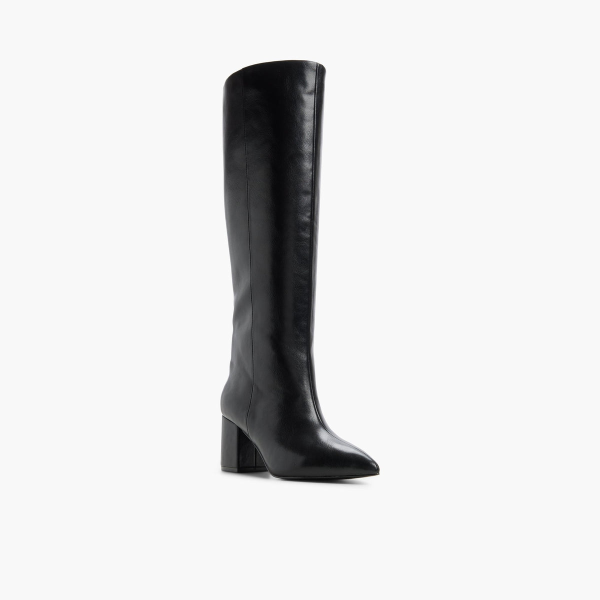 Three-quarter angle of Black Ophra Knee-High Boots's front side