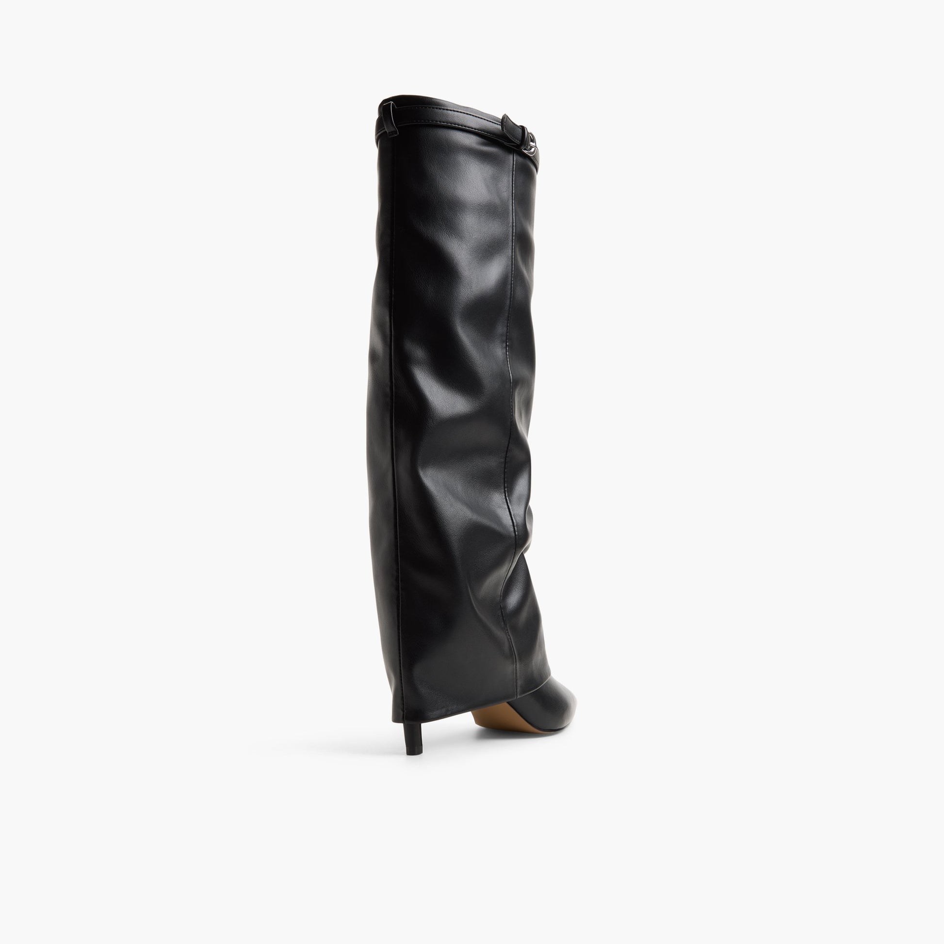 Three-quarter angle of Black Irenaa Knee-High Foldover Boots's back side
