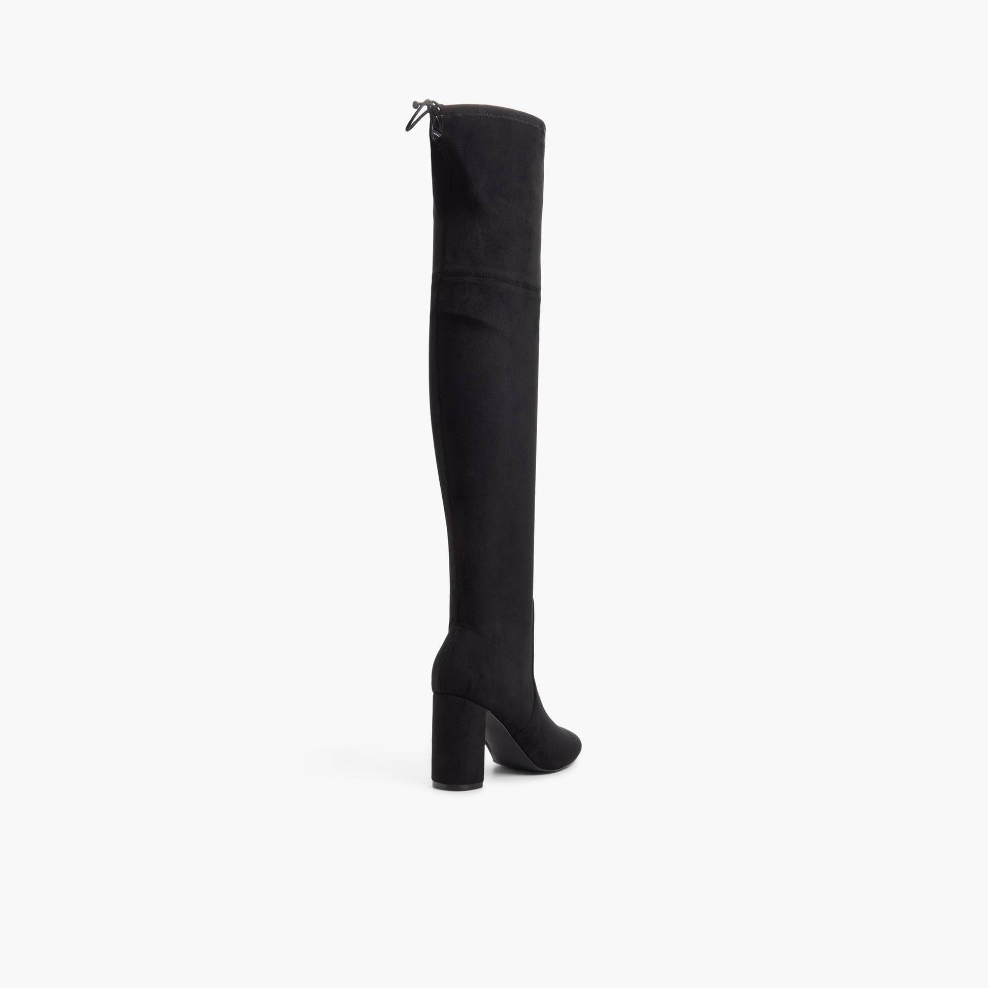 Three-quarter angle of Black Obriah Over-the-Knee Boots's back side