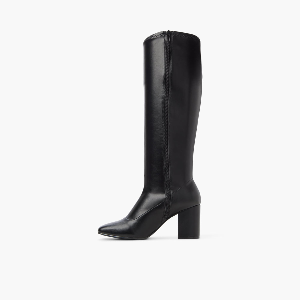 Side view of Black Vyra Knee-High Boots