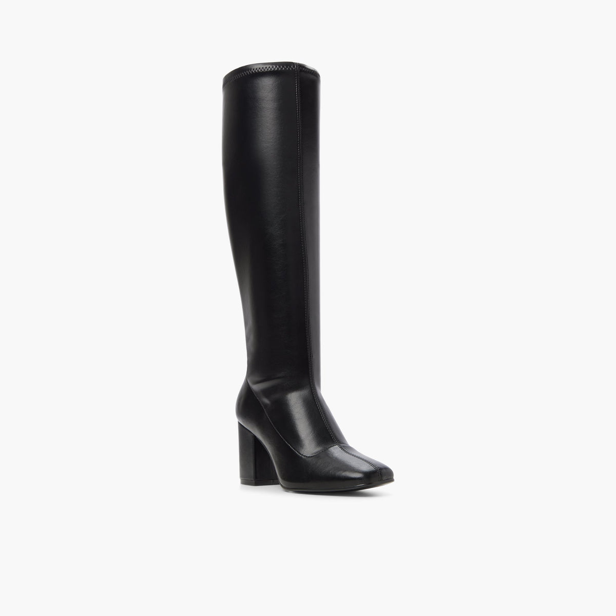 Three-quarter angle of Black Vyra Knee-High Boots's front side