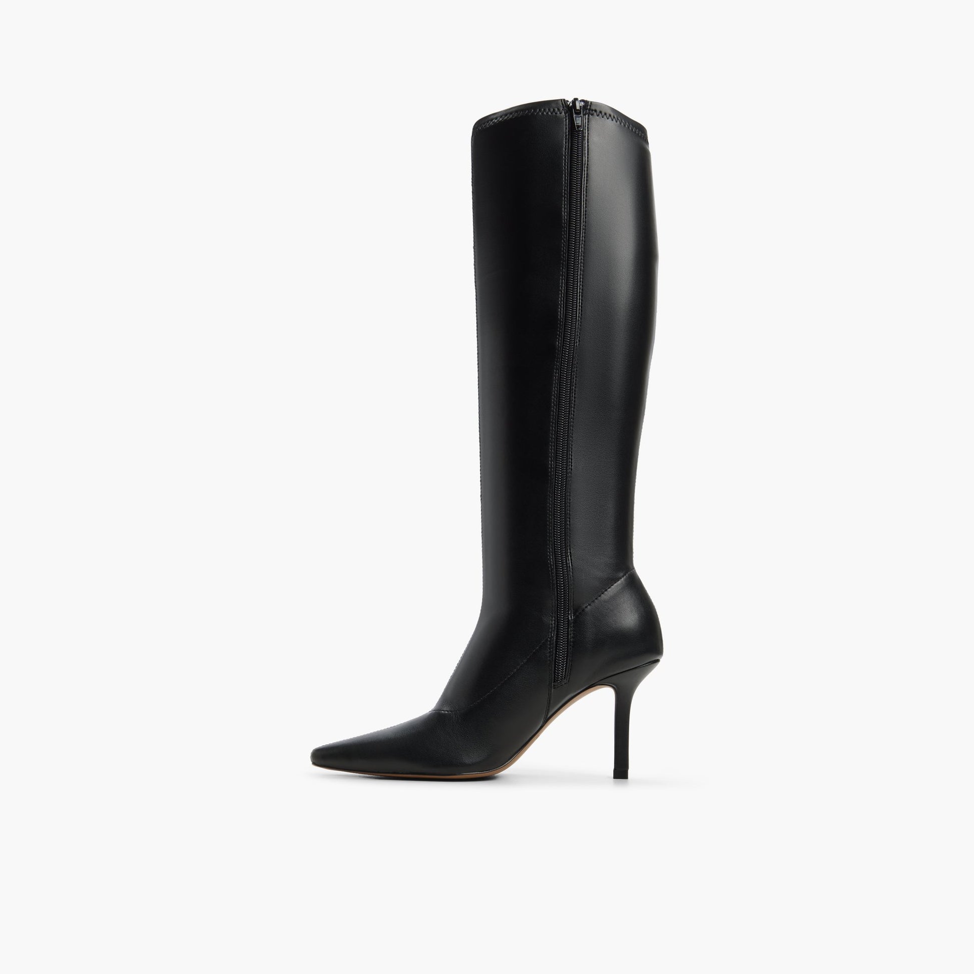 Side view of Black Onyra Knee-High Boots