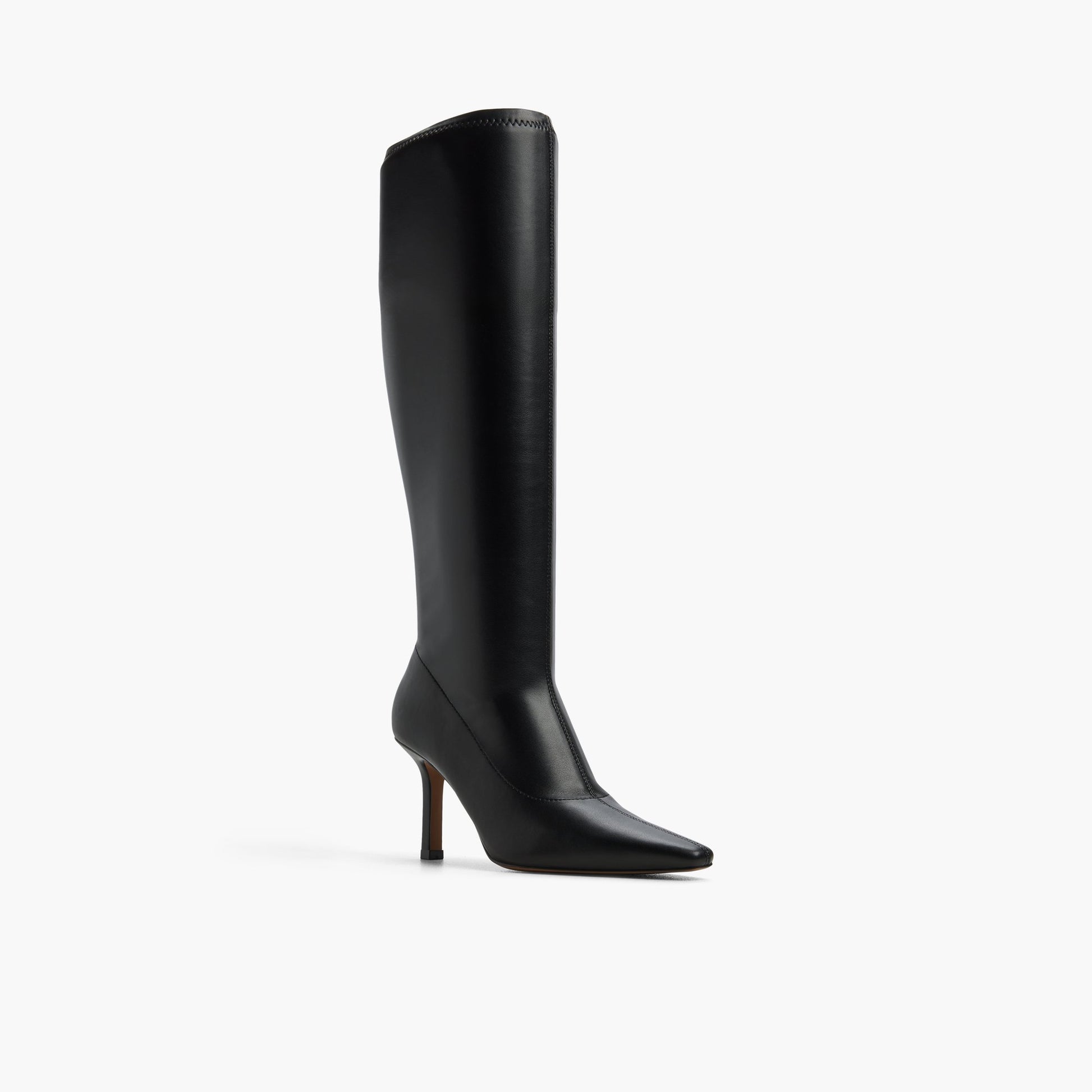 Three-quarter angle of Black Onyra Knee-High Boots's front side