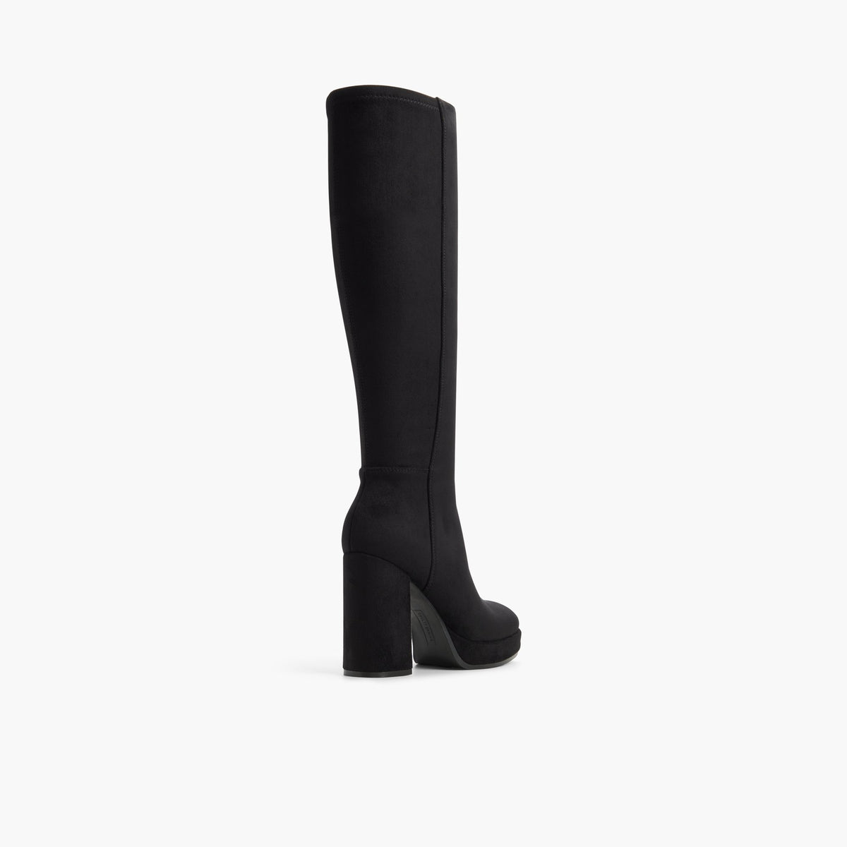 Three-quarter angle of Black Juuno Platform Knee-High Boots's back side